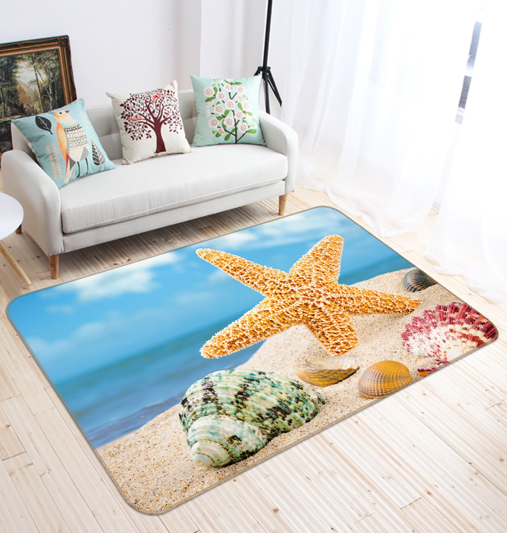 3D Beach Starfish Conch 68184 Animal Non Slip Rug Mat