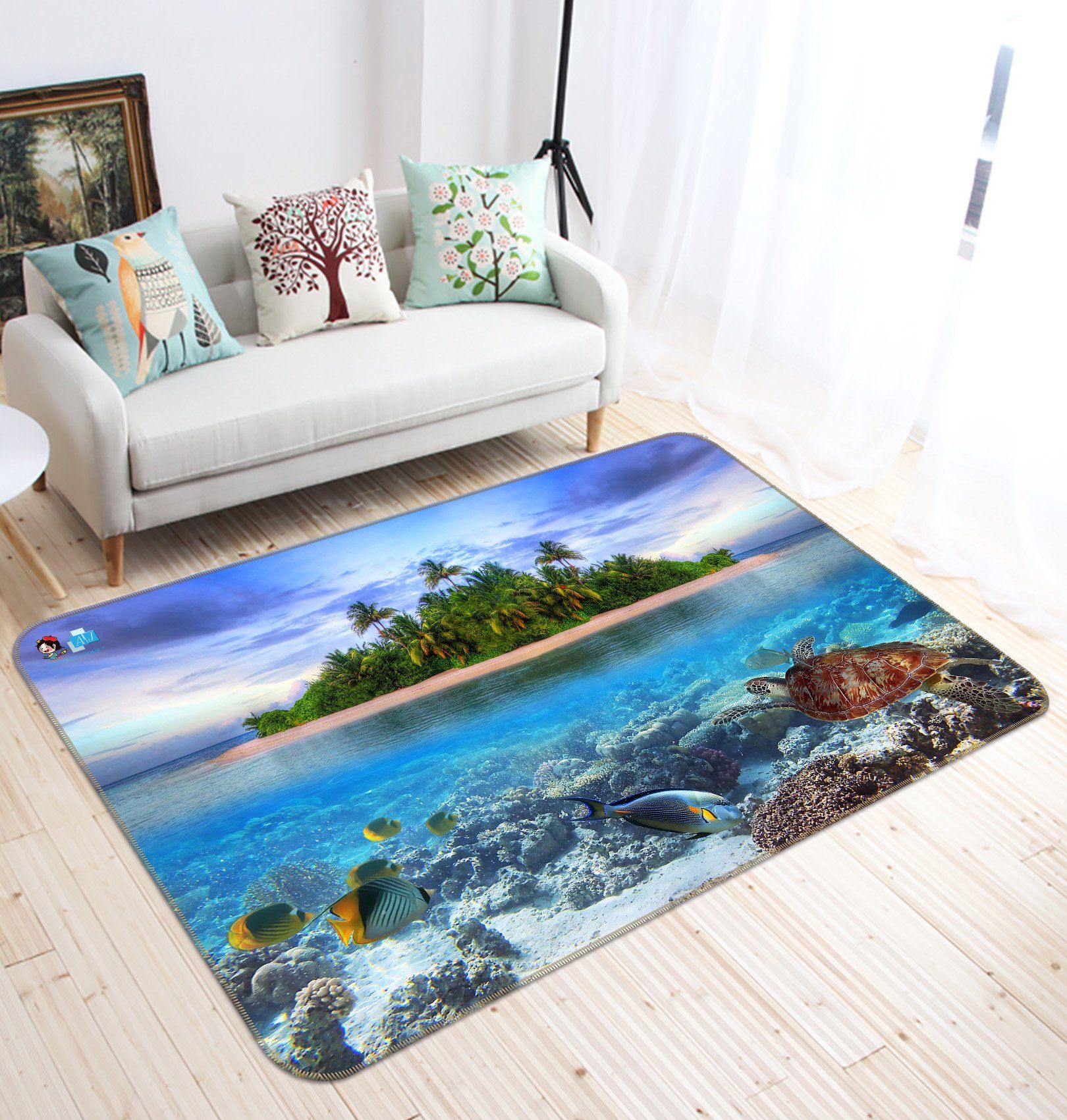 3D Turtle Island 397 Non Slip Rug Mat Mat AJ Creativity Home 