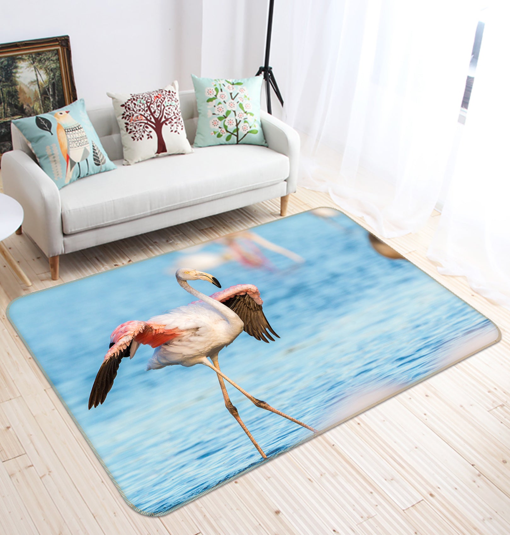 3D Seaside Flamingo 82098 Animal Non Slip Rug Mat