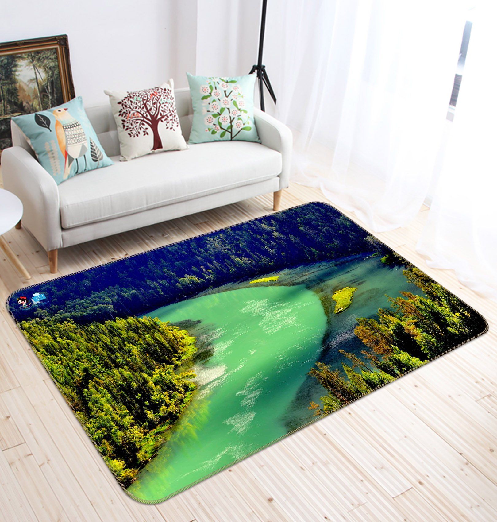 3D Green Lake 390 Non Slip Rug Mat Mat AJ Creativity Home 