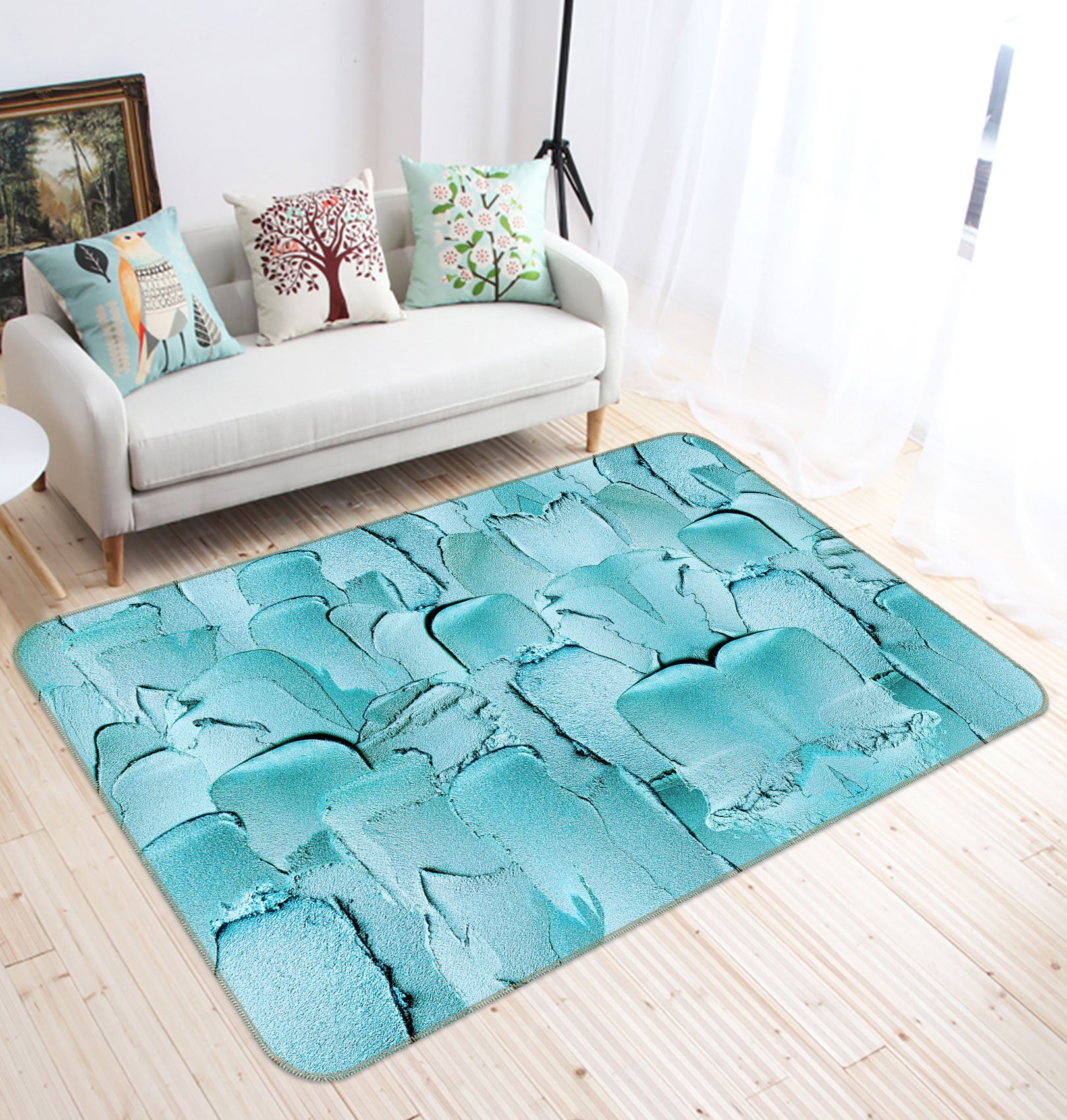 3D Blue Painting 059 Uta Naumann Rug Non Slip Rug Mat