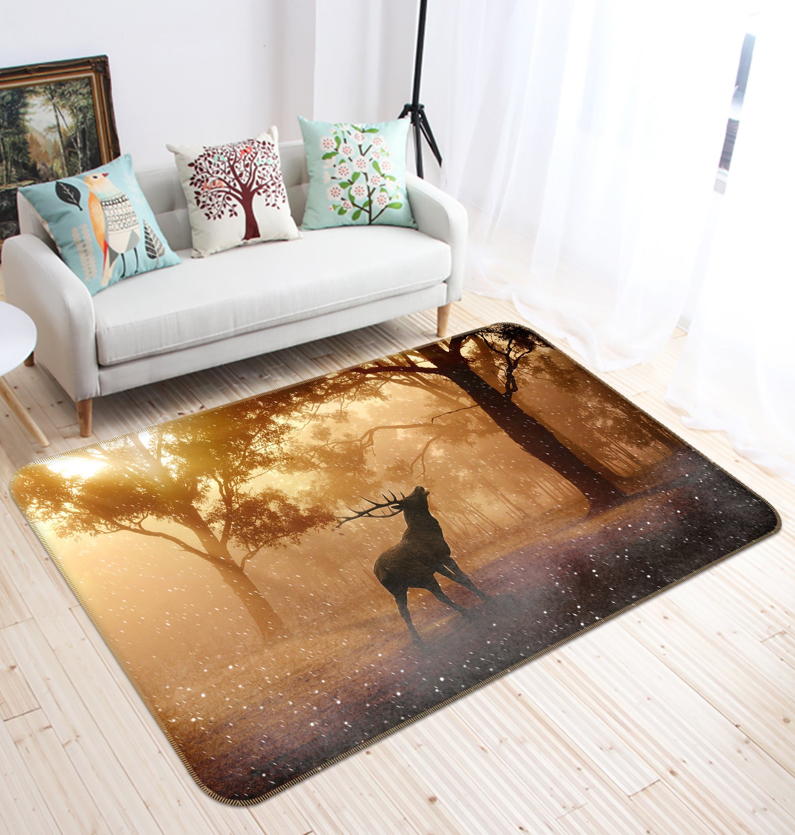 3D Trees Deer 82112 Animal Non Slip Rug Mat