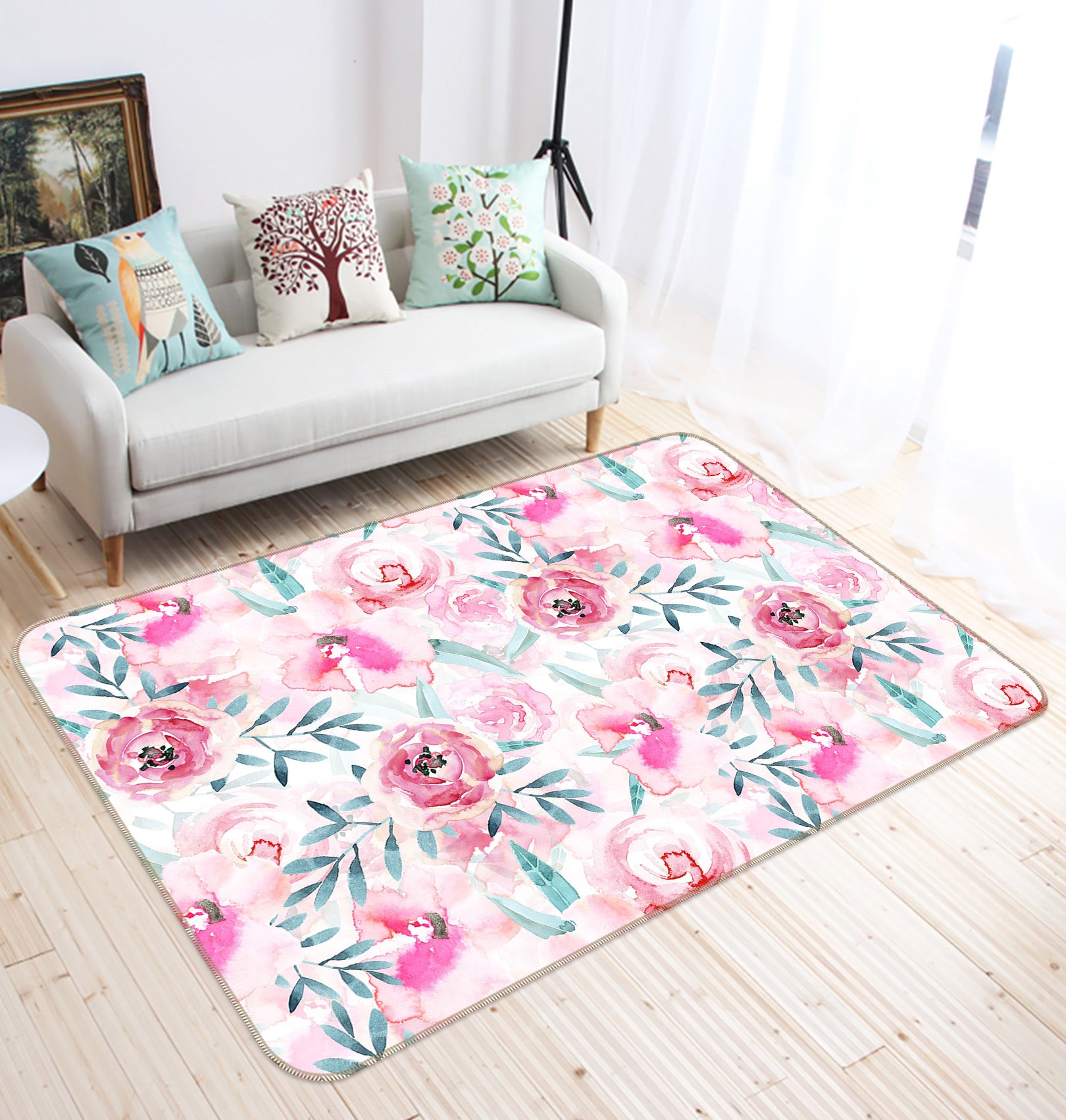 3D Leaves Flower 087 Uta Naumann Rug Non Slip Rug Mat