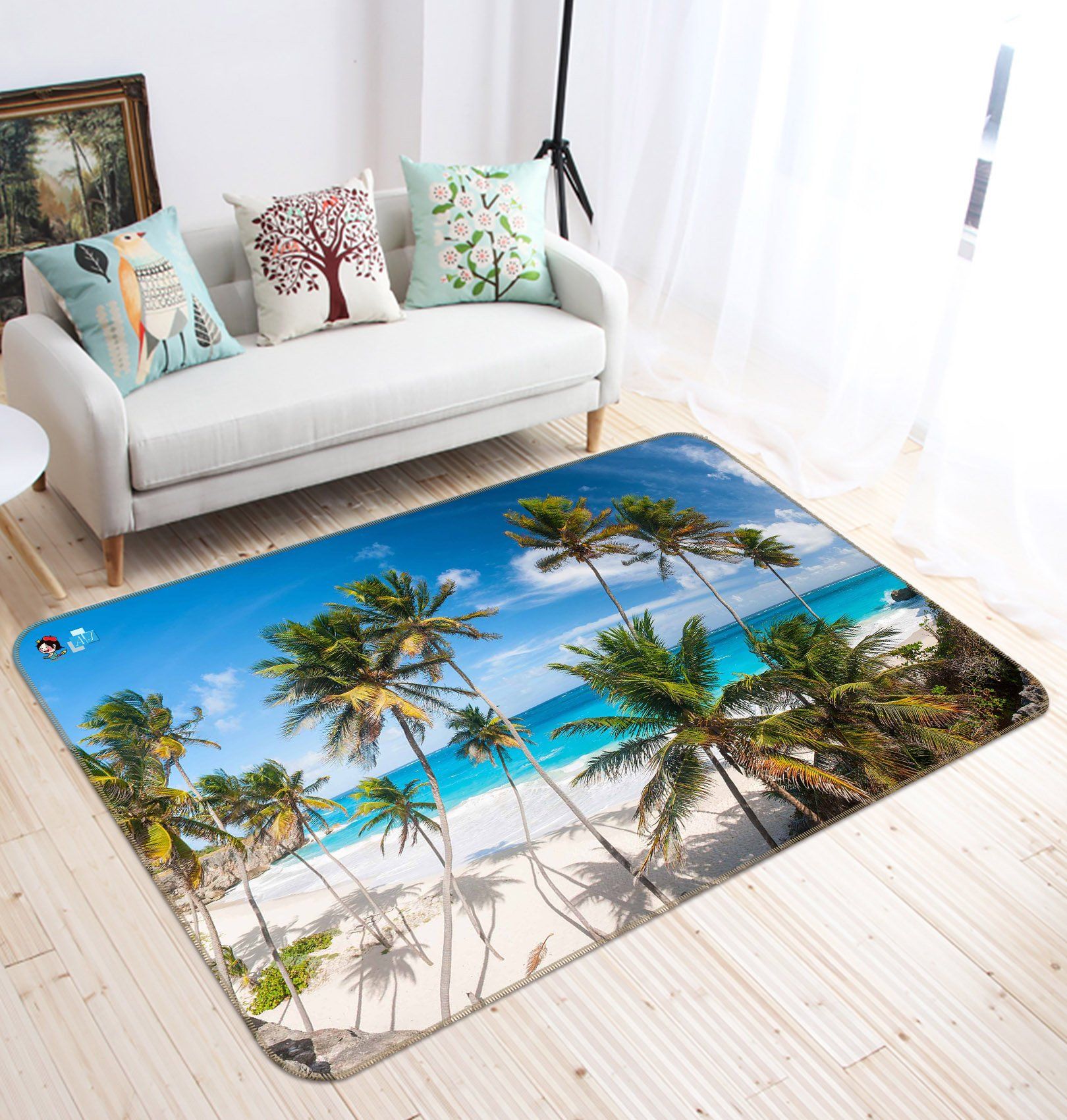 3D Coconut Tree Beach 687 Non Slip Rug Mat Mat AJ Creativity Home 