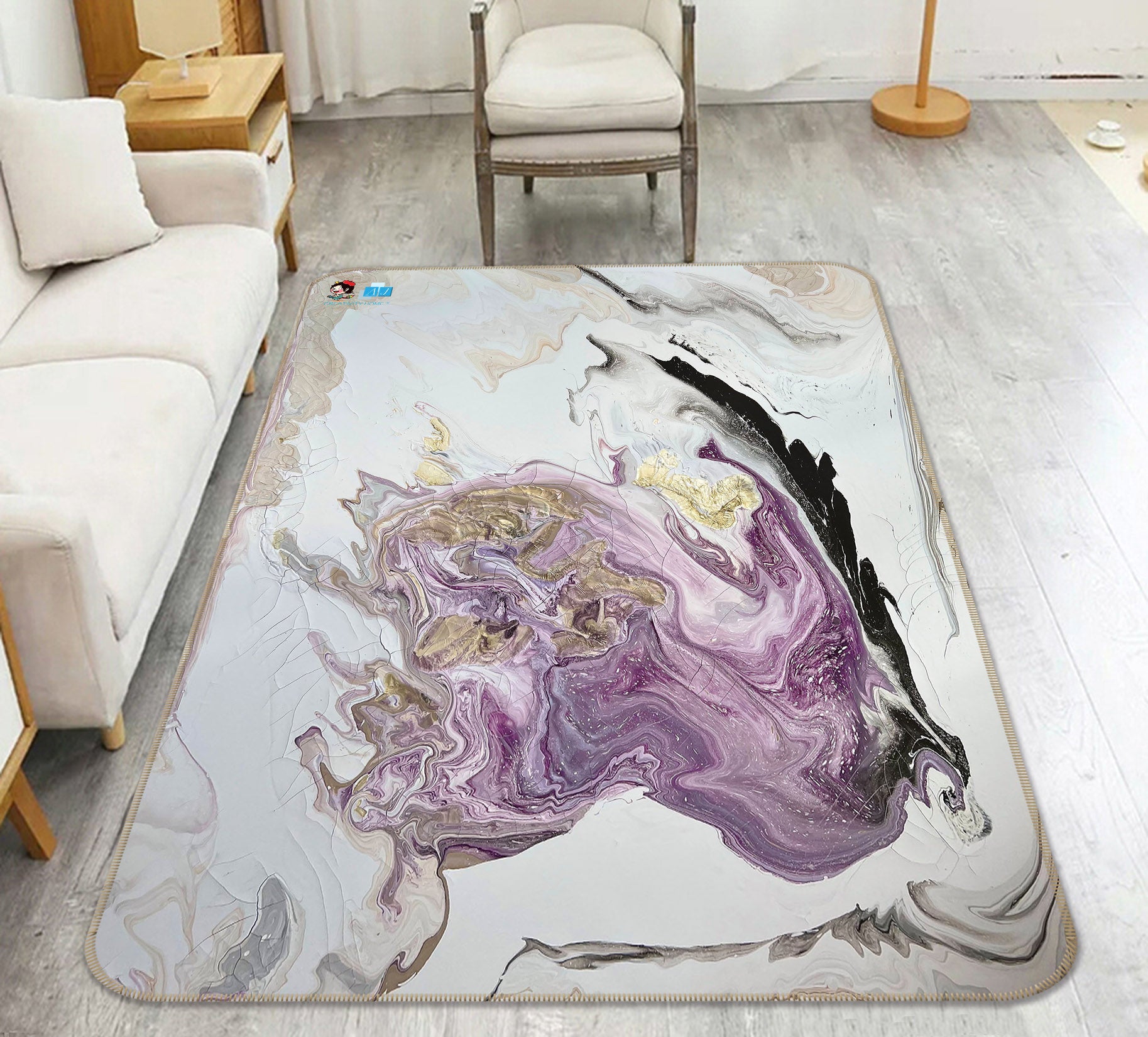 3D Purple Texture 4116 Skromova Marina Rug Non Slip Rug Mat