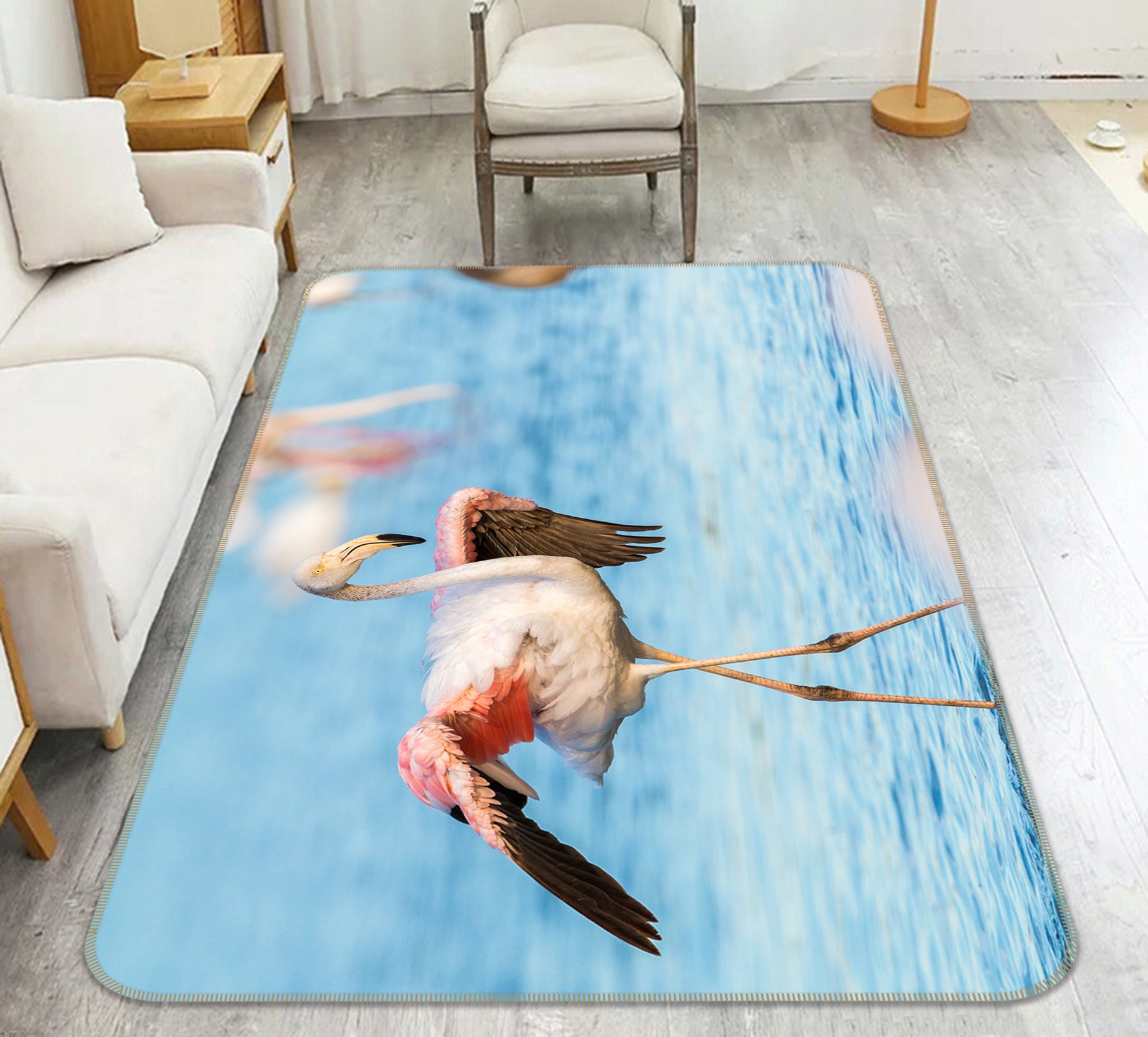 3D Seaside Flamingo 82098 Animal Non Slip Rug Mat