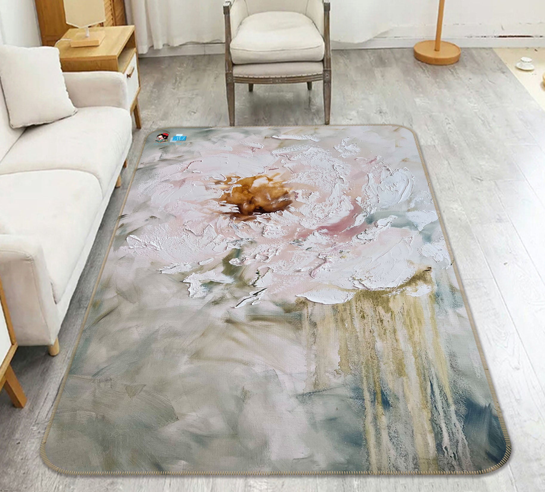 3D Paint Flower 3053 Skromova Marina Rug Non Slip Rug Mat