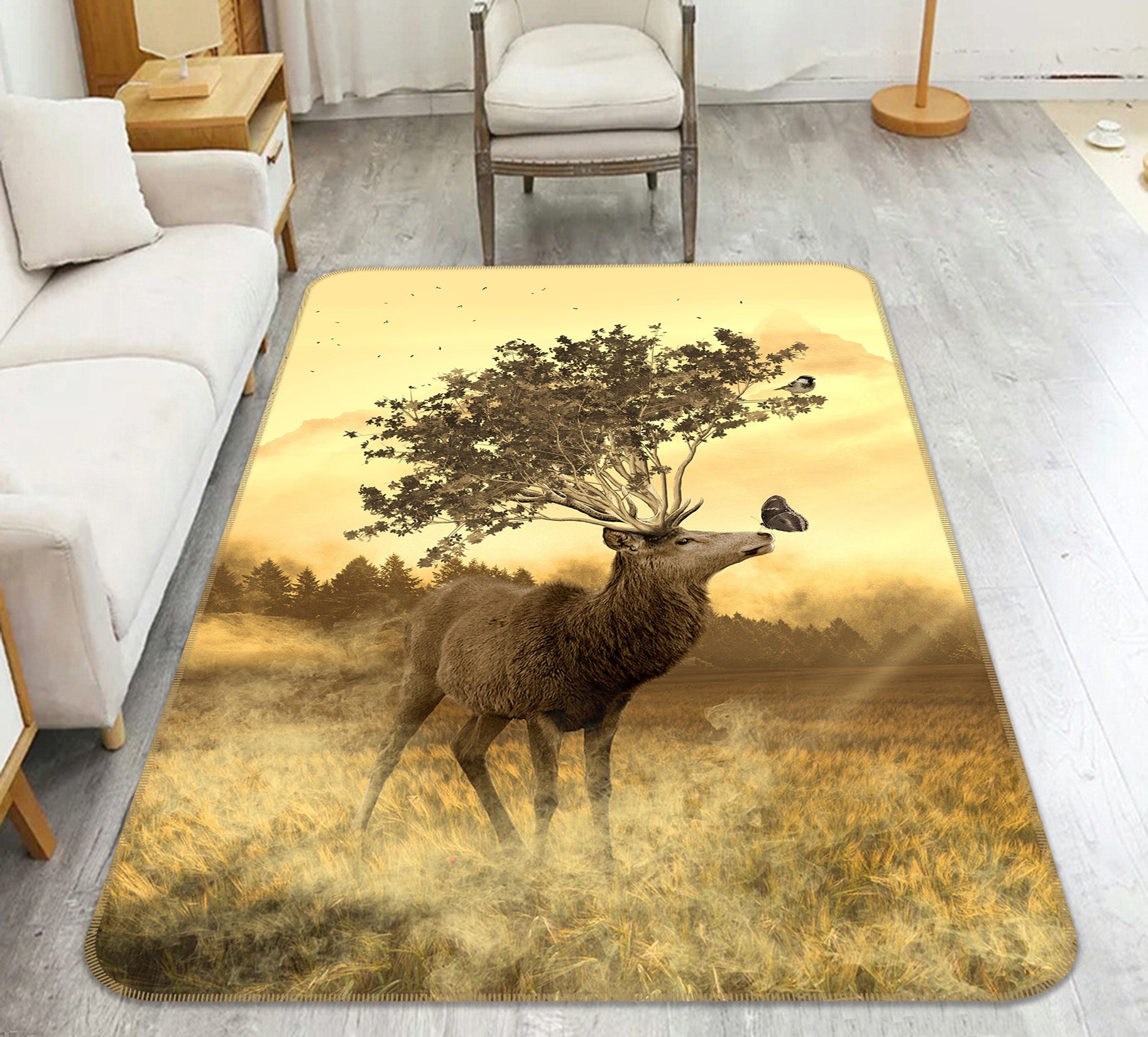 3D Trees Antelope 82177 Animal Non Slip Rug Mat