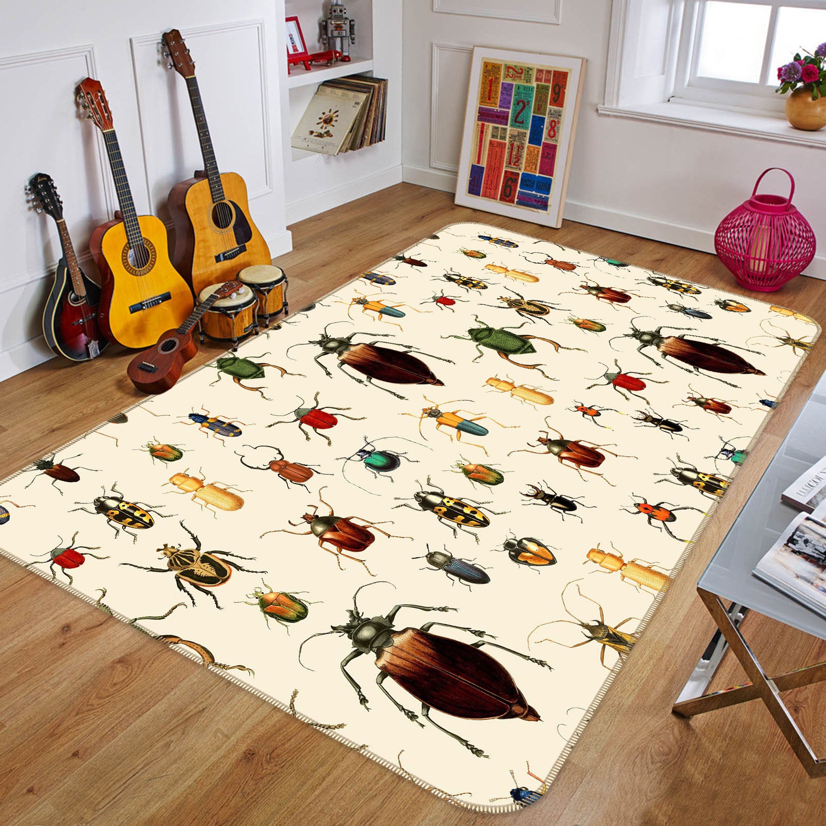 3D Colored Bug 141 Uta Naumann Rug Non Slip Rug Mat