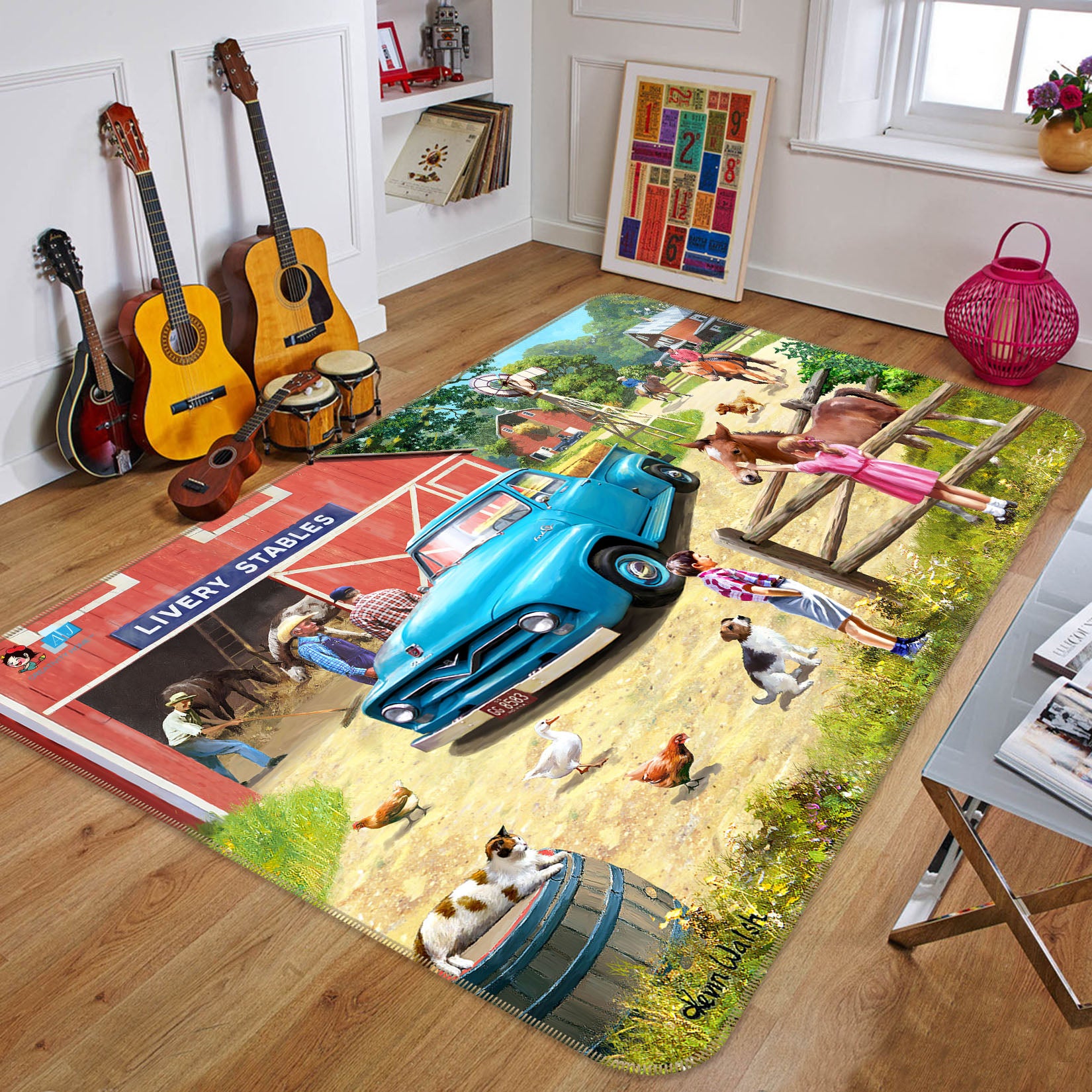 3D Pony Girl 016 Kevin Walsh Rug Non Slip Rug Mat