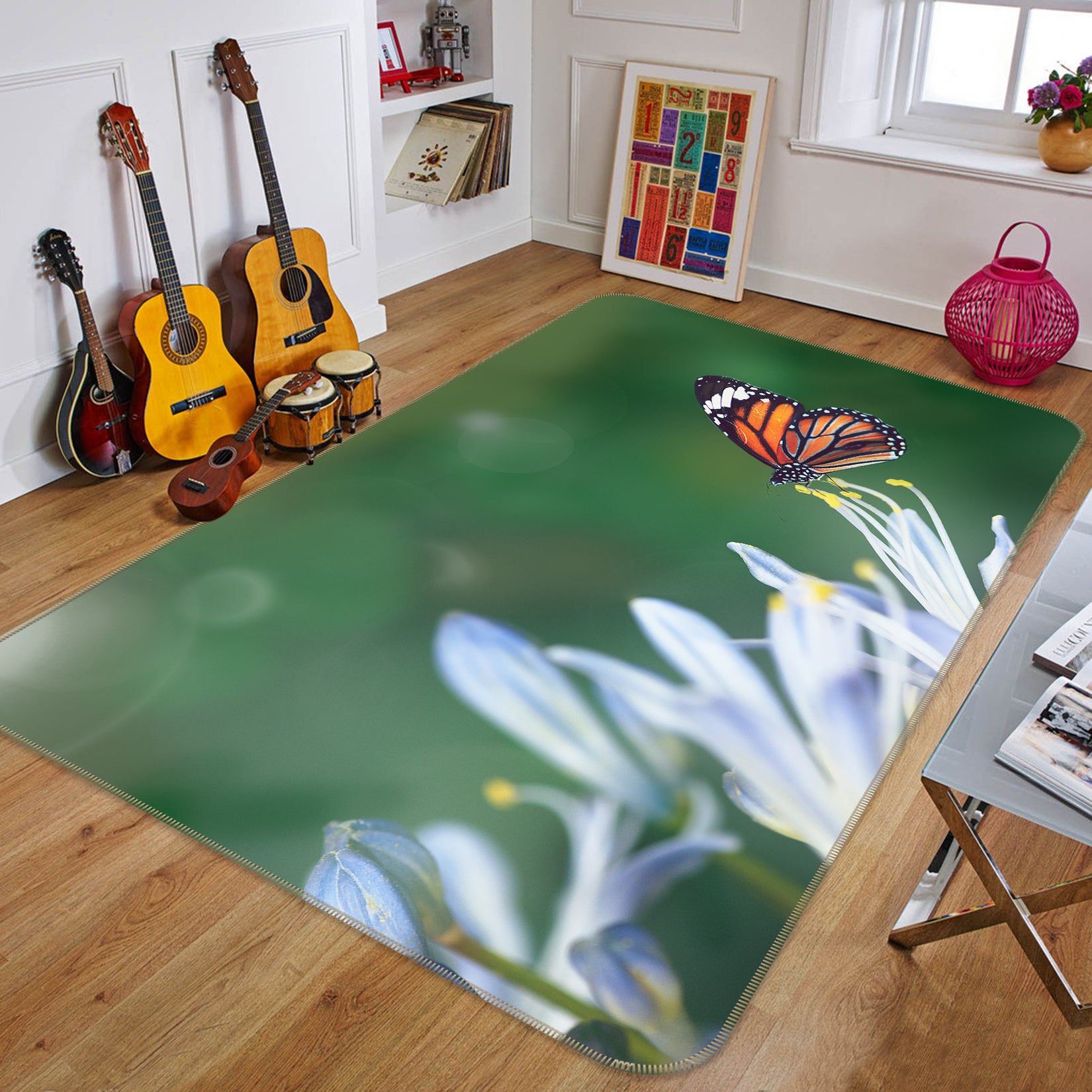 3D Petal Butterfly 82107 Animal Non Slip Rug Mat