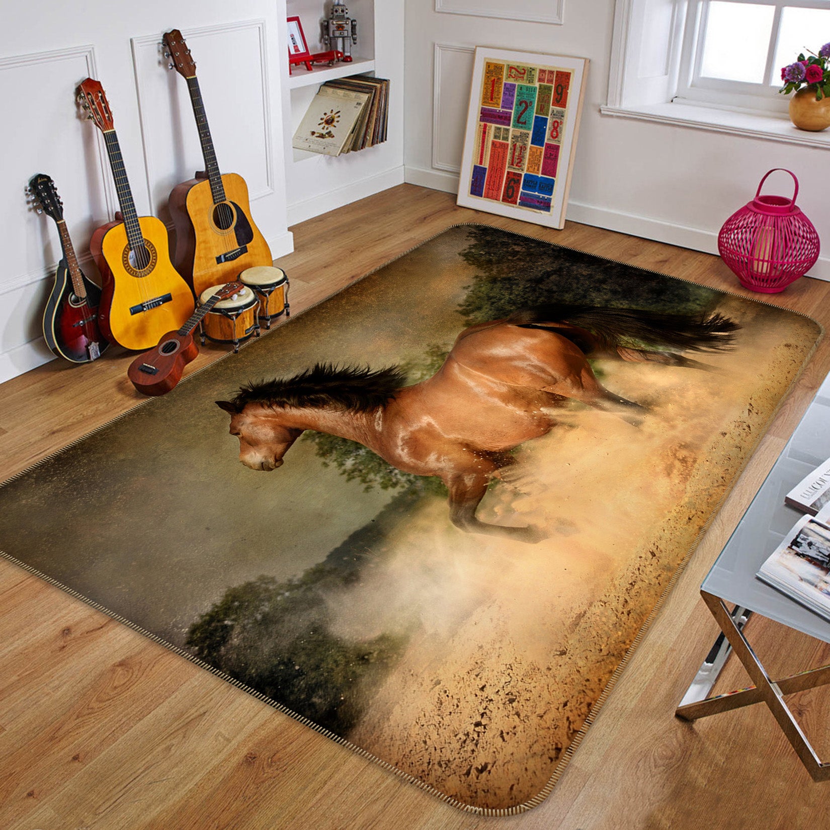 3D Run Horse 82134 Animal Non Slip Rug Mat