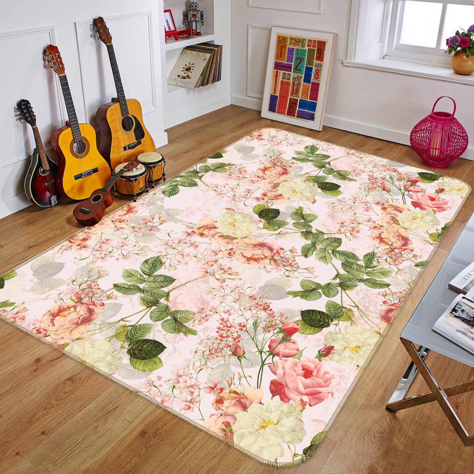 3D Painted Pink 123 Uta Naumann Rug Non Slip Rug Mat