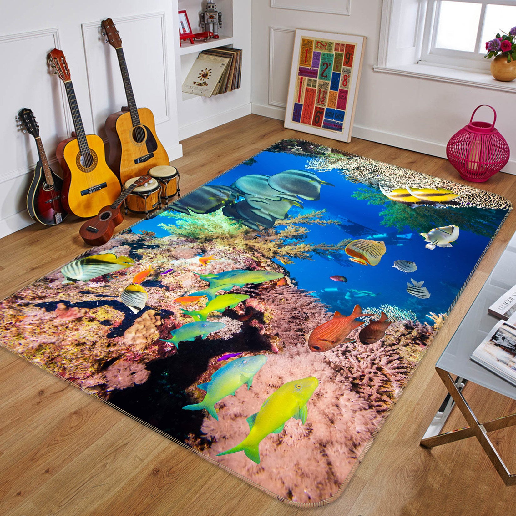 3D Seabed Fish 77221 Non Slip Rug Mat