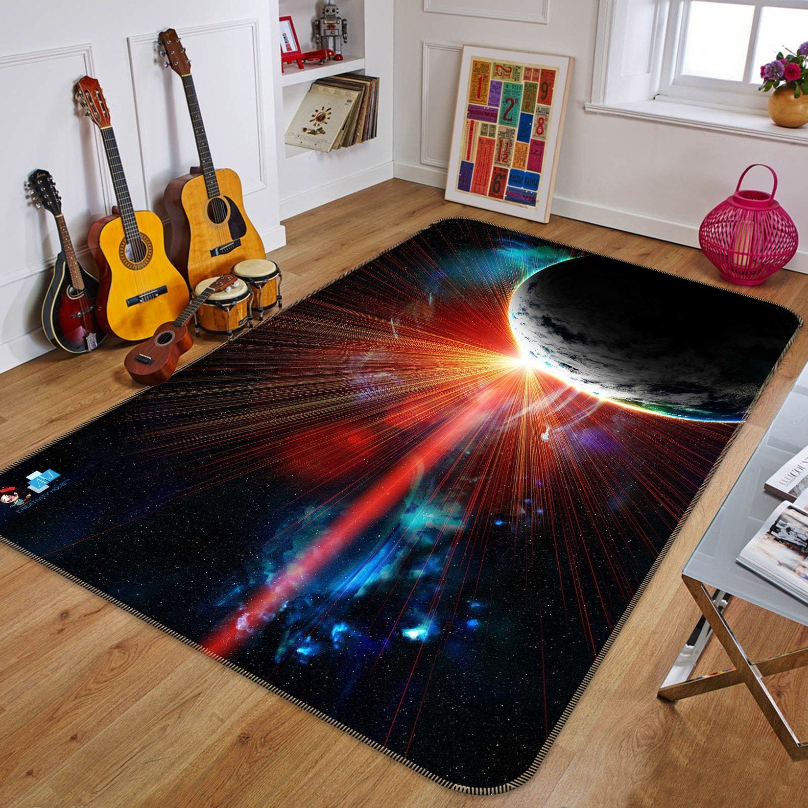 3D Earth Red Light 482 Non Slip Rug Mat Mat AJ Creativity Home 