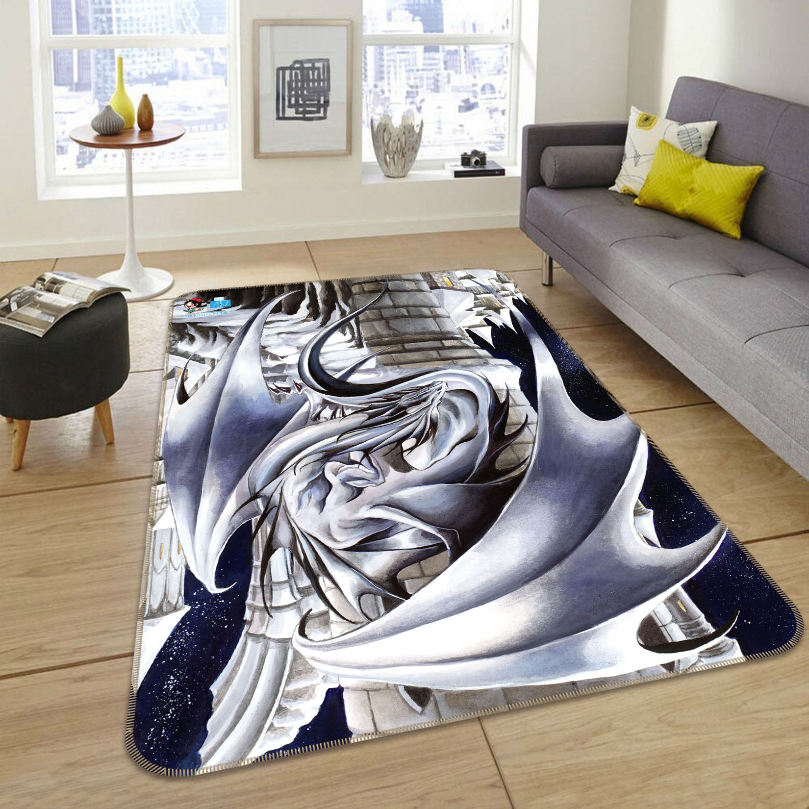 3D Gray Dragon 8251 Ruth Thompson Rug Non Slip Rug Mat