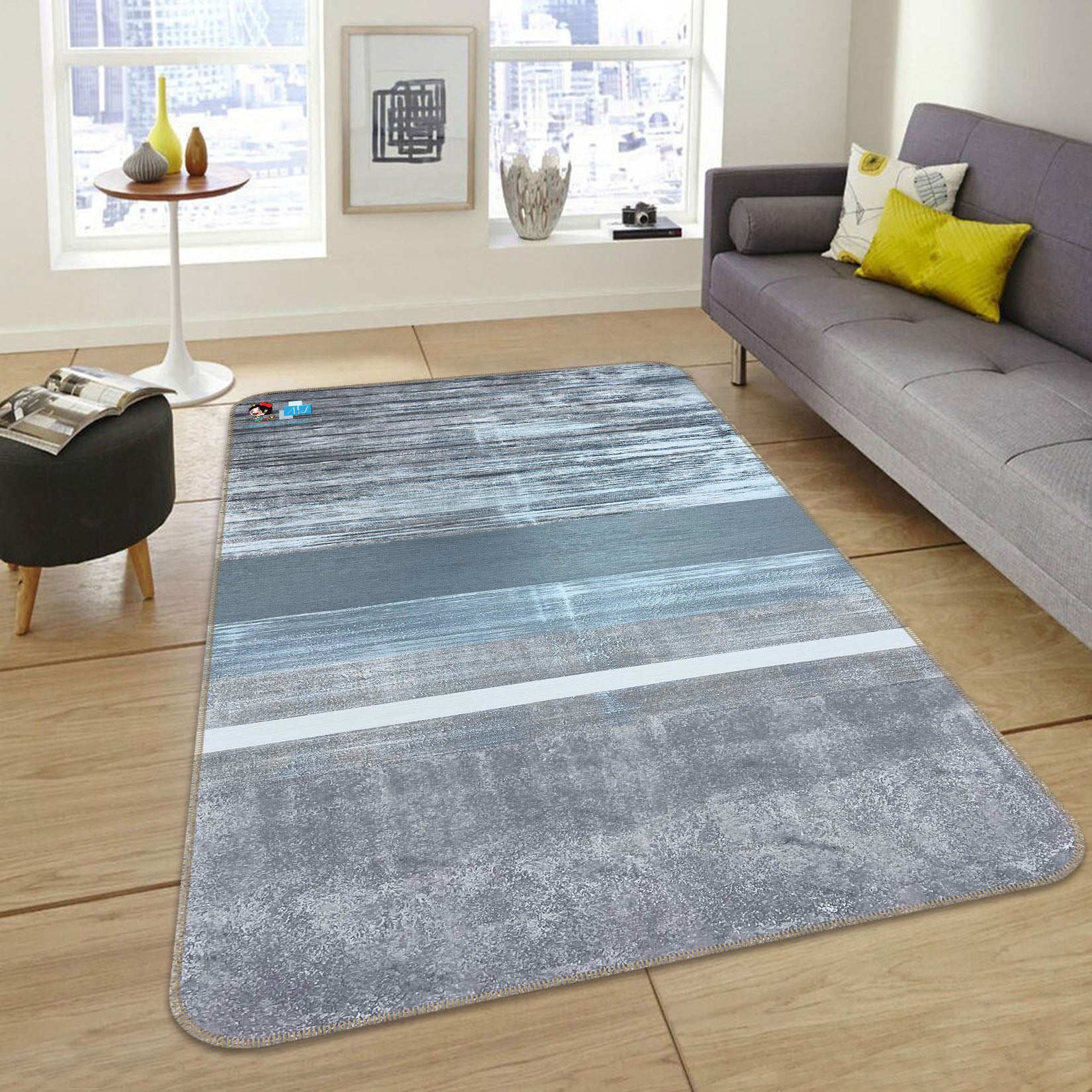 3D Strip Drawing 3050 Skromova Marina Rug Non Slip Rug Mat