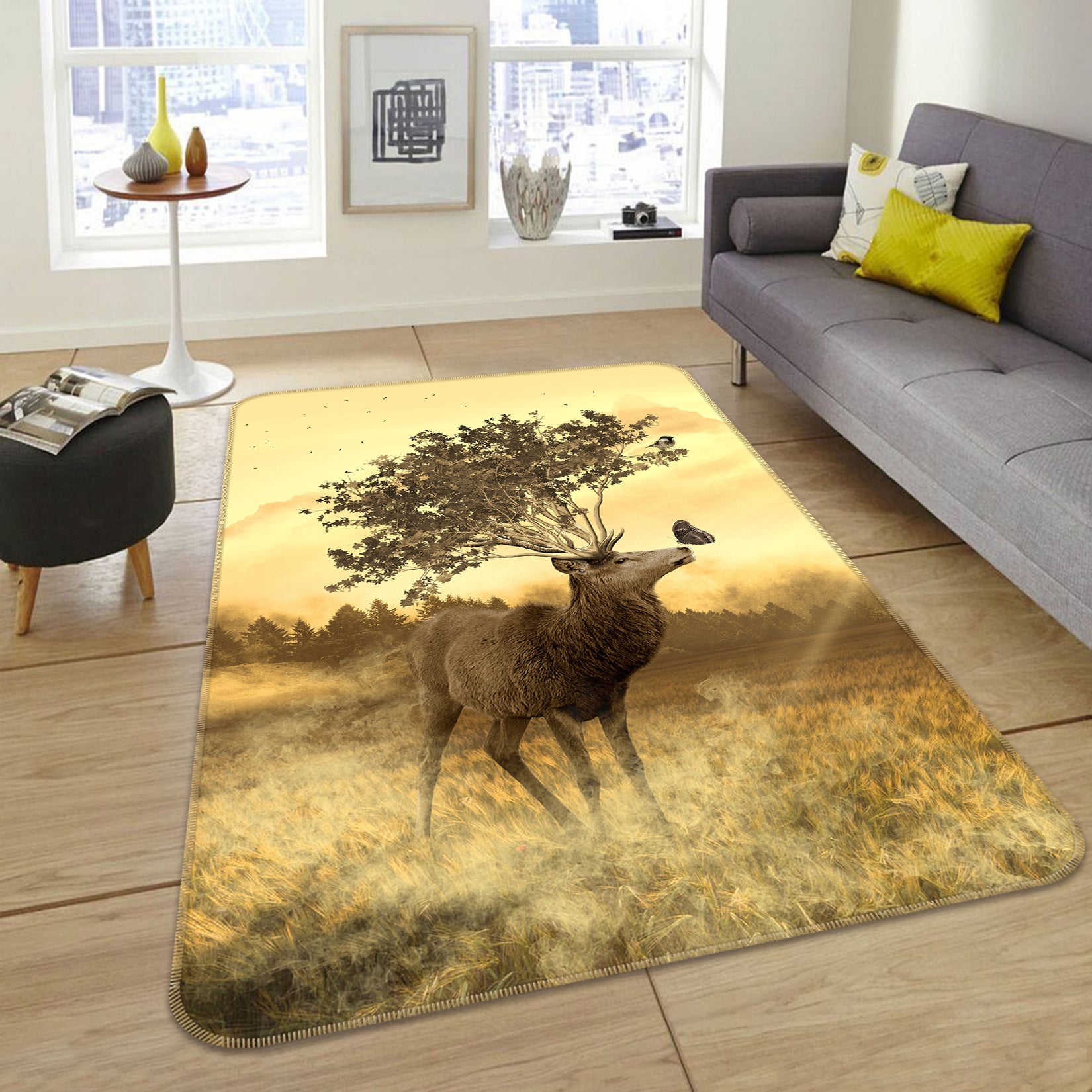 3D Trees Antelope 82177 Animal Non Slip Rug Mat