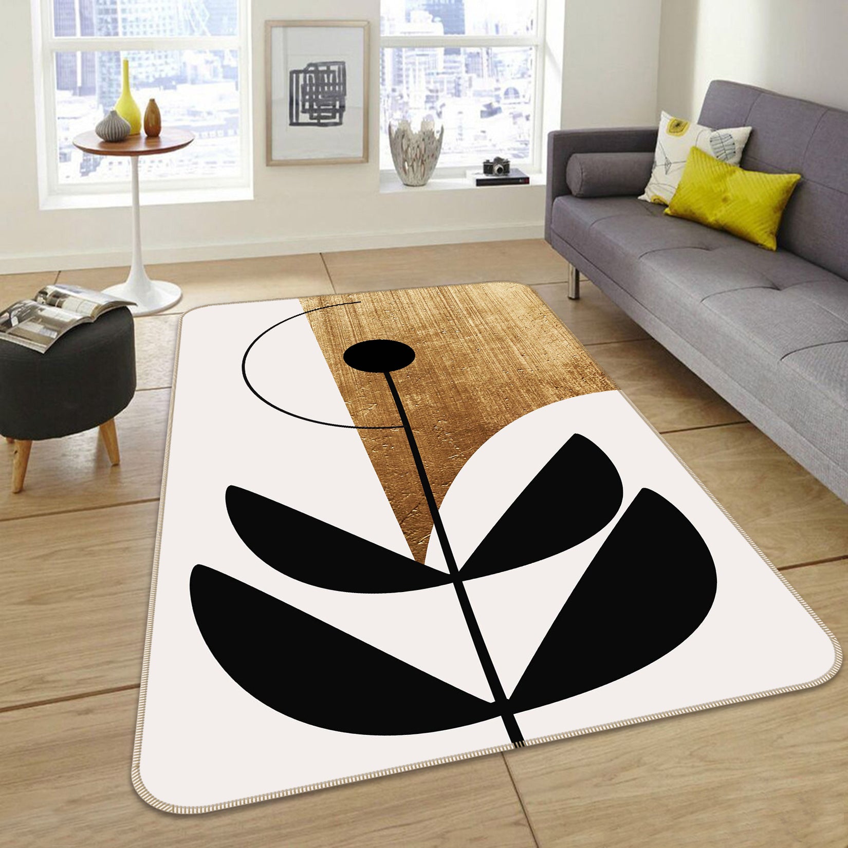 3D Nara Nero 1089 Boris Draschoff Rug Non Slip Rug Mat