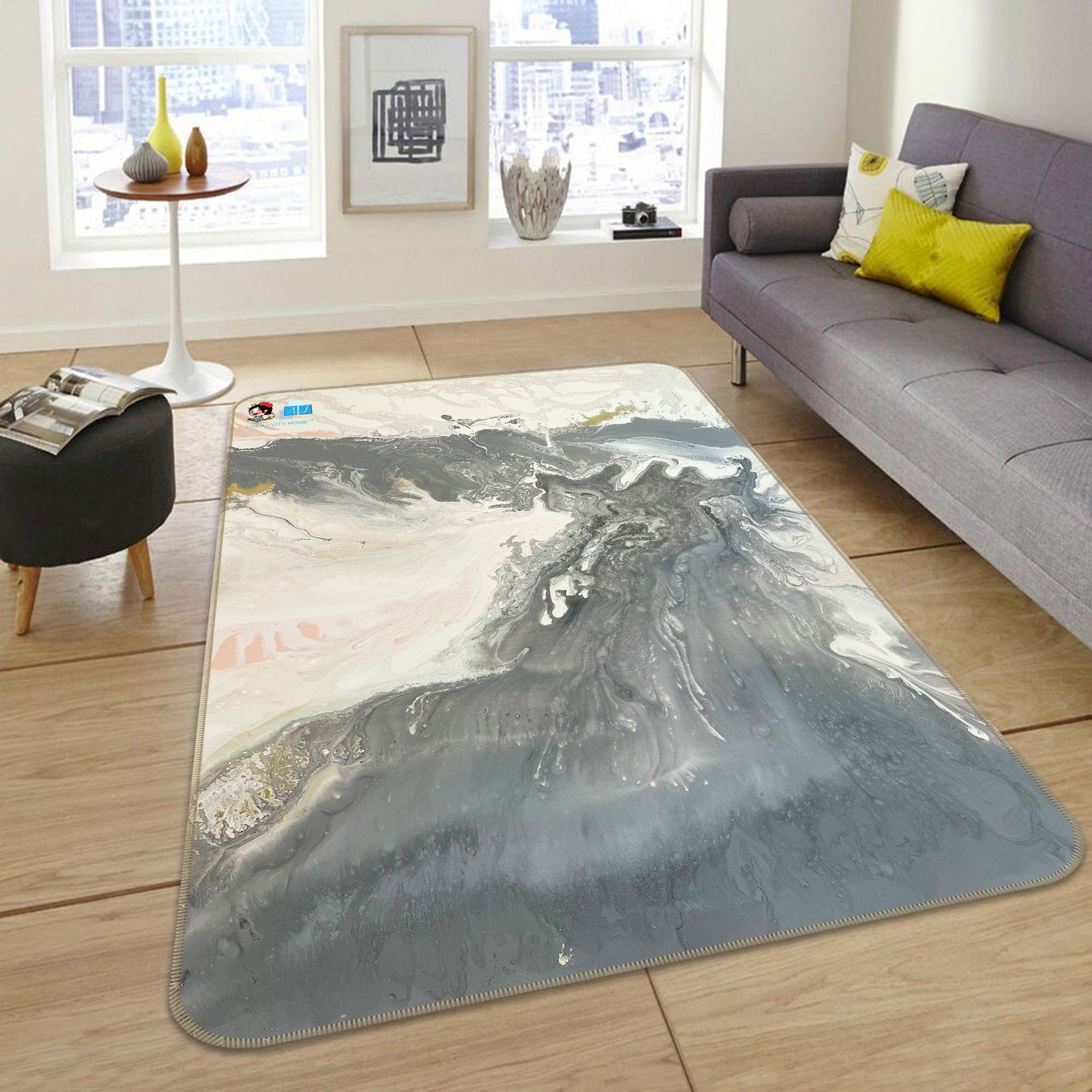 3D Ink Smudge 3045 Skromova Marina Rug Non Slip Rug Mat