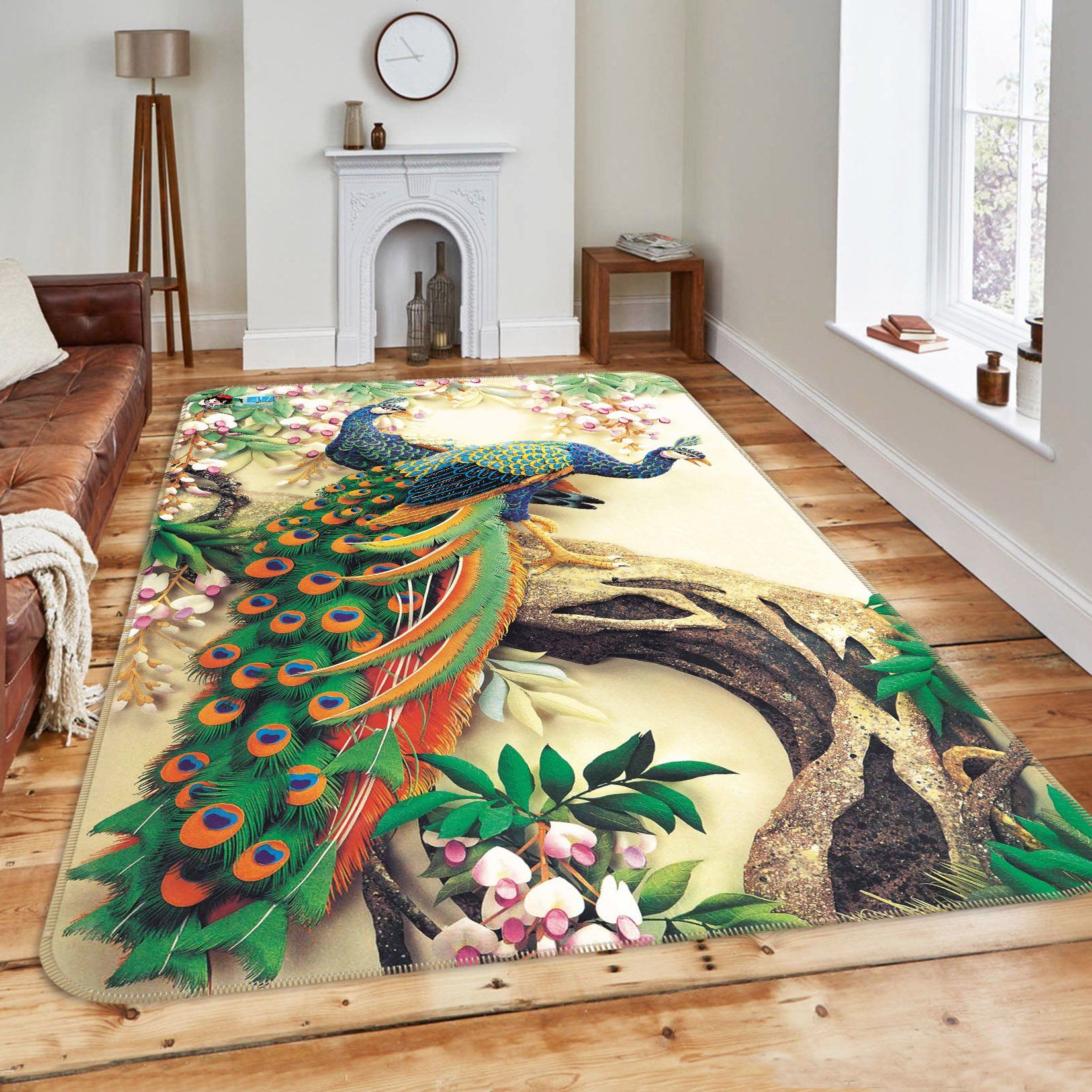 3D Flowers Tree Peacocks 186 Non Slip Rug Mat Mat AJ Creativity Home 