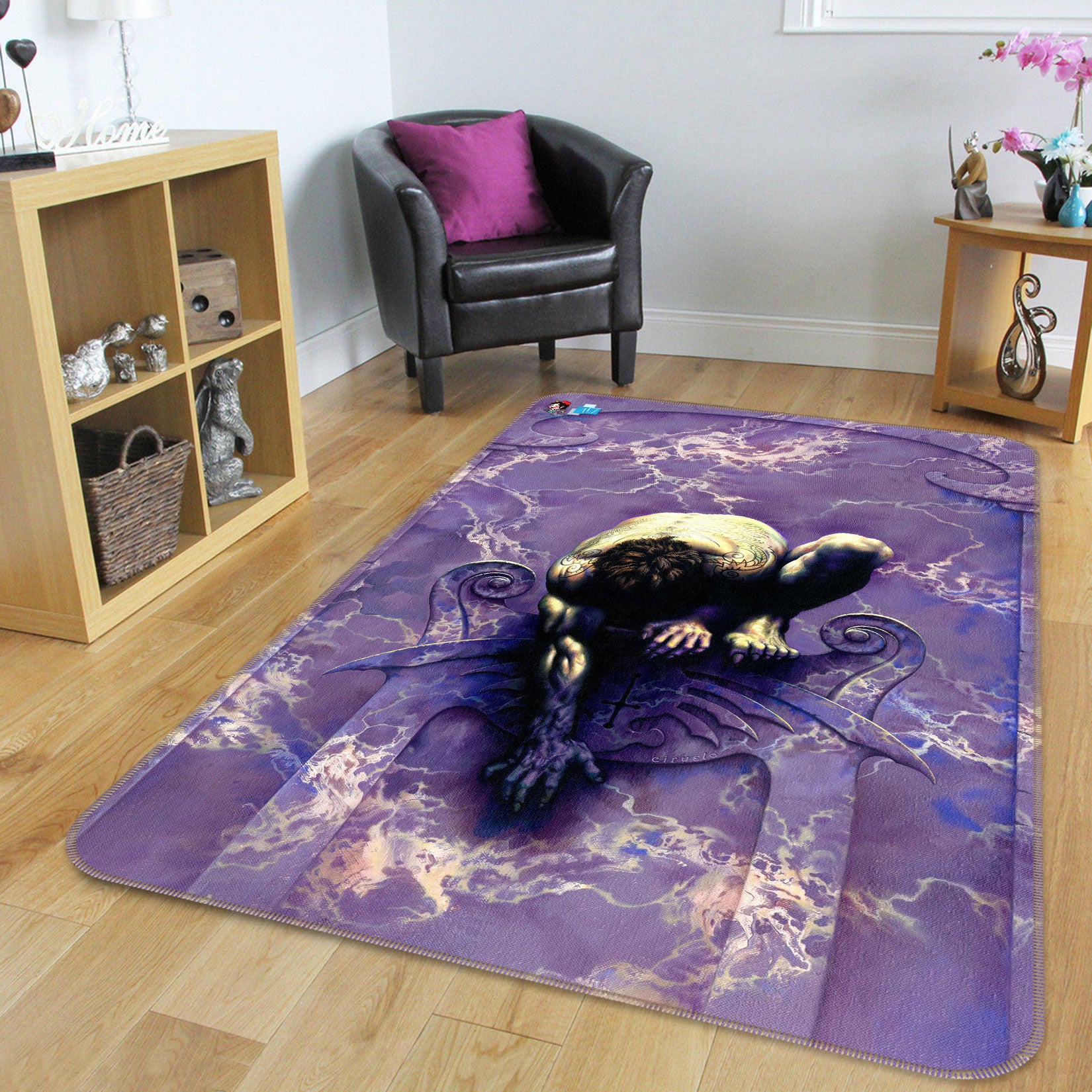 3D Squat Man 6006 Ciruelo Rug Non Slip Rug Mat