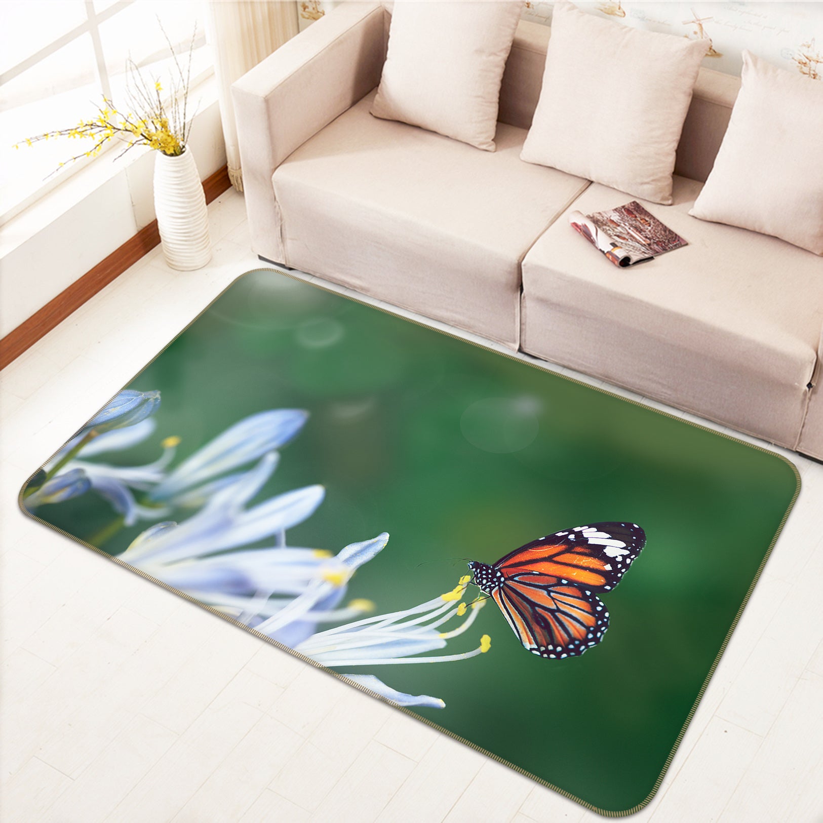 3D Petal Butterfly 82107 Animal Non Slip Rug Mat