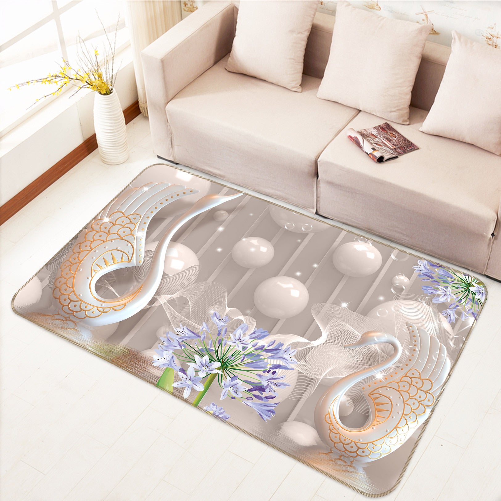 3D Pearl Swan 77234 Non Slip Rug Mat