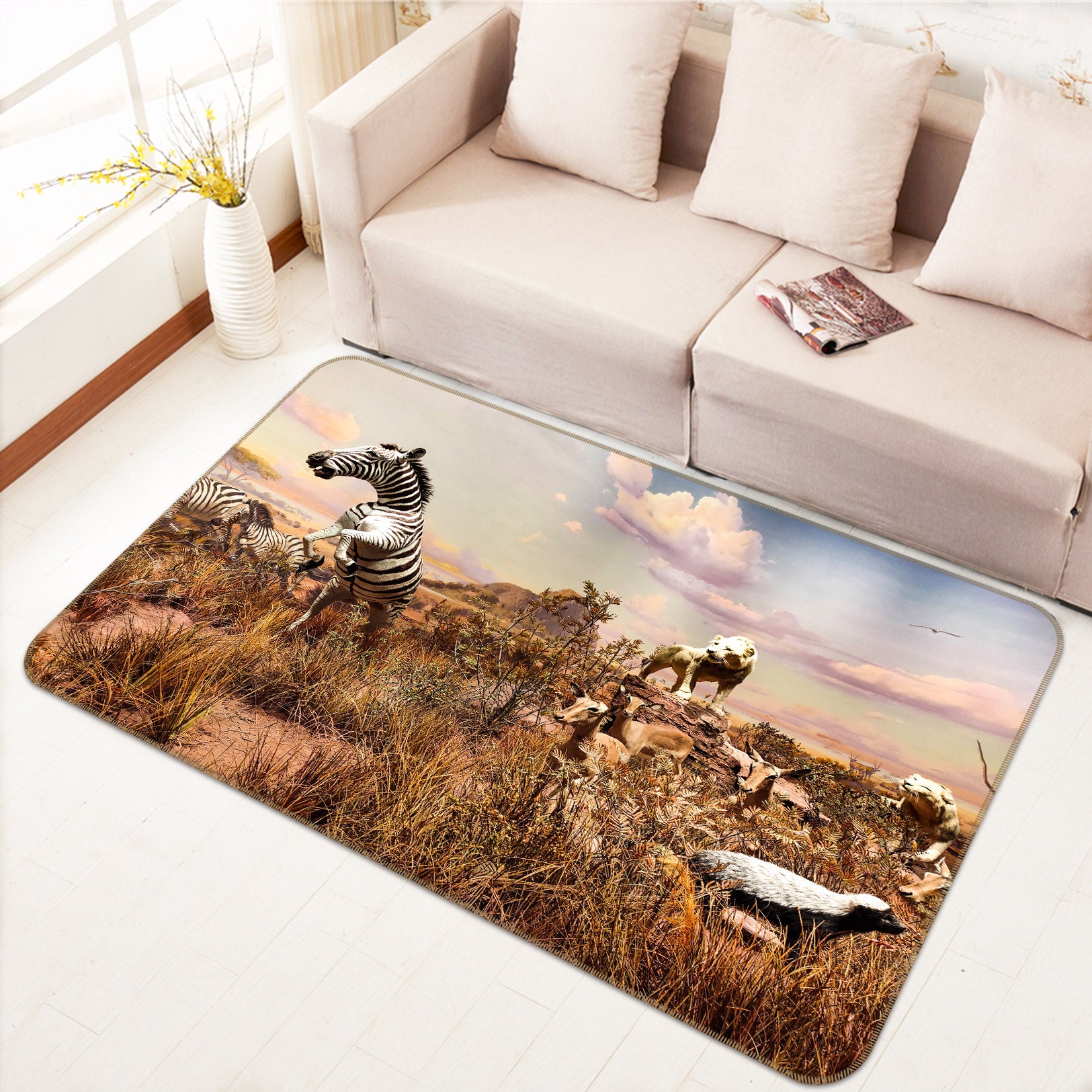 3D Zebra 68215 Animal Non Slip Rug Mat