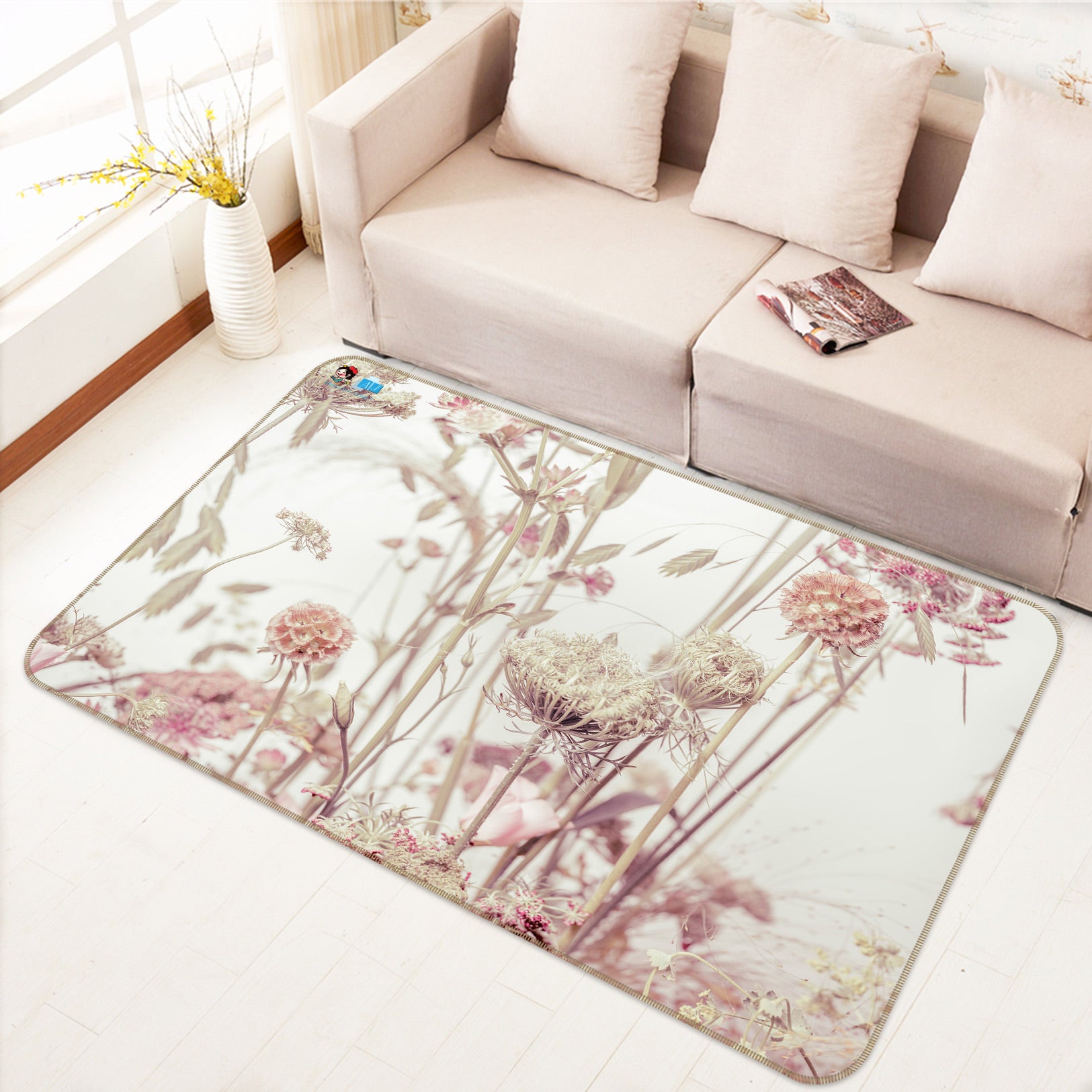 3D Flower Petals 6870 Assaf Frank Rug Non Slip Rug Mat