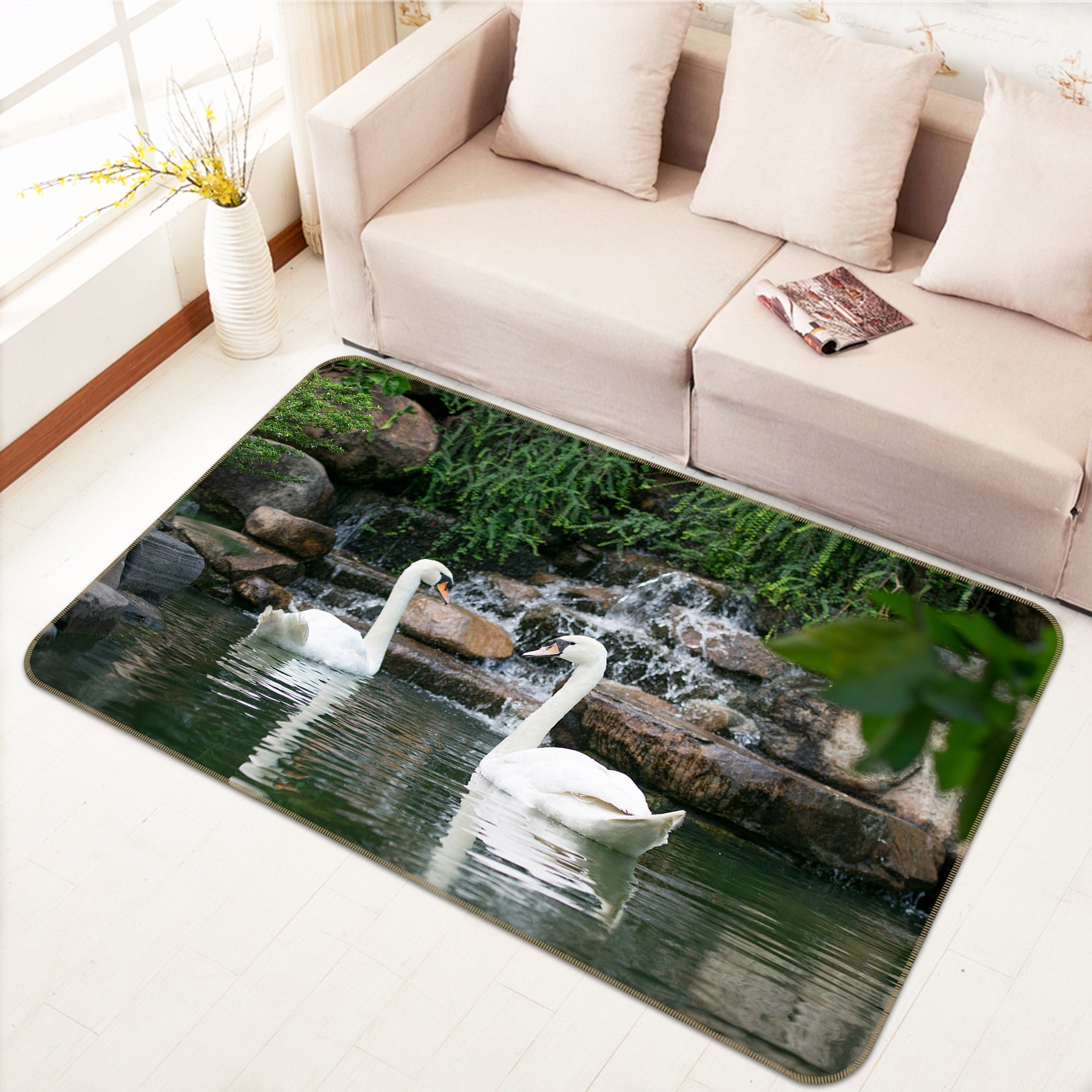 3D Lake Swan 82159 Animal Non Slip Rug Mat