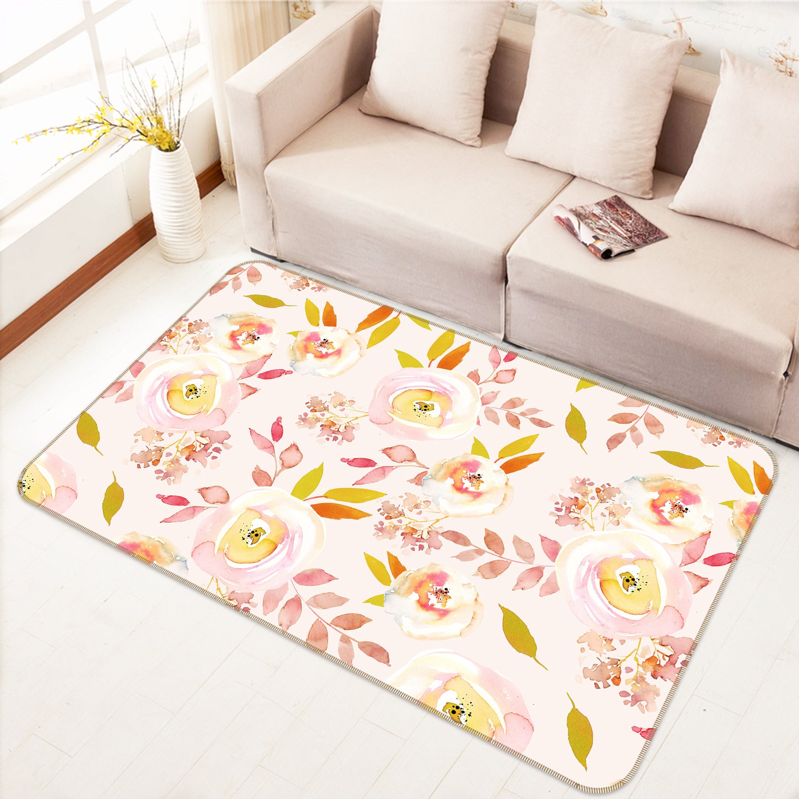 3D Graffiti Flowers 079 Uta Naumann Rug Non Slip Rug Mat