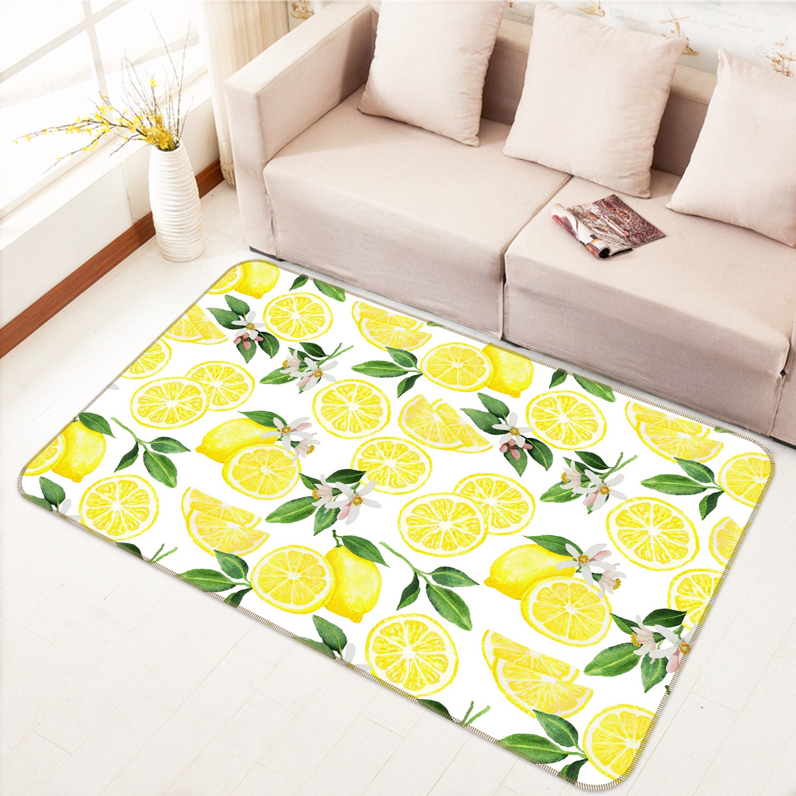 3D Lemon Blossom 081 Uta Naumann Rug Non Slip Rug Mat