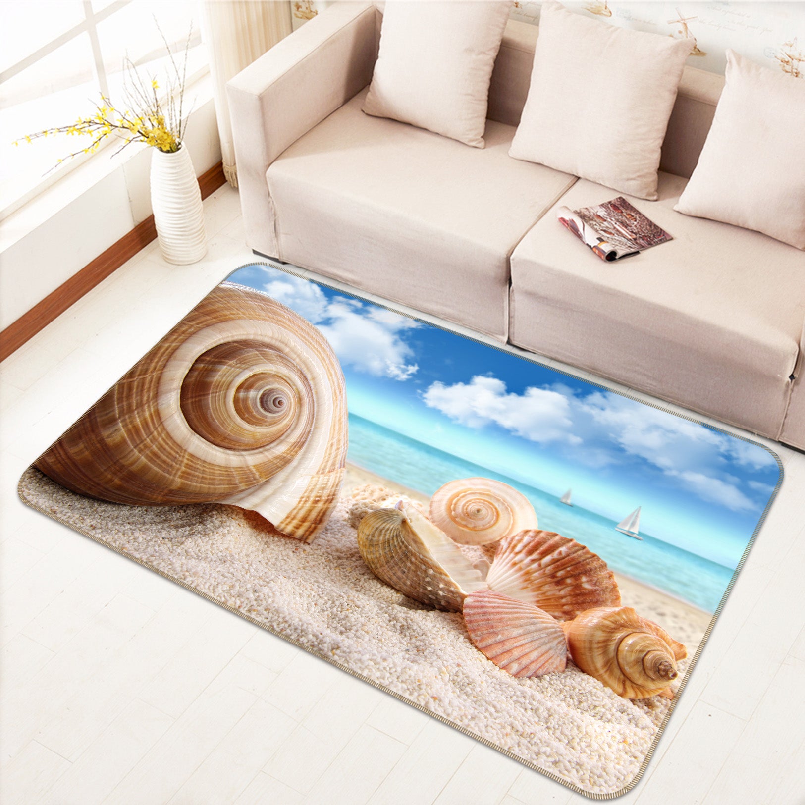 3D Beach Conch Shell 68170 Animal Non Slip Rug Mat