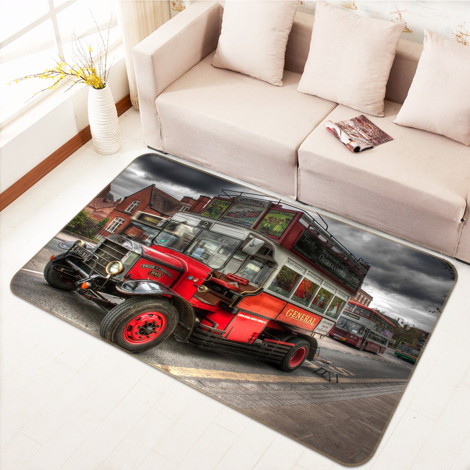 3D Red Car 68124 Vehicle Non Slip Rug Mat