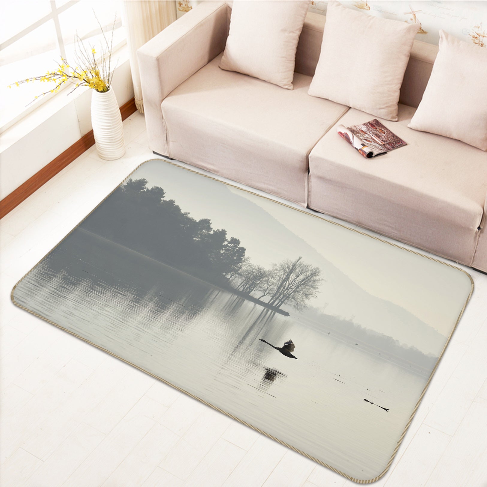 3D Lake Water Reflection 82156 Animal Non Slip Rug Mat