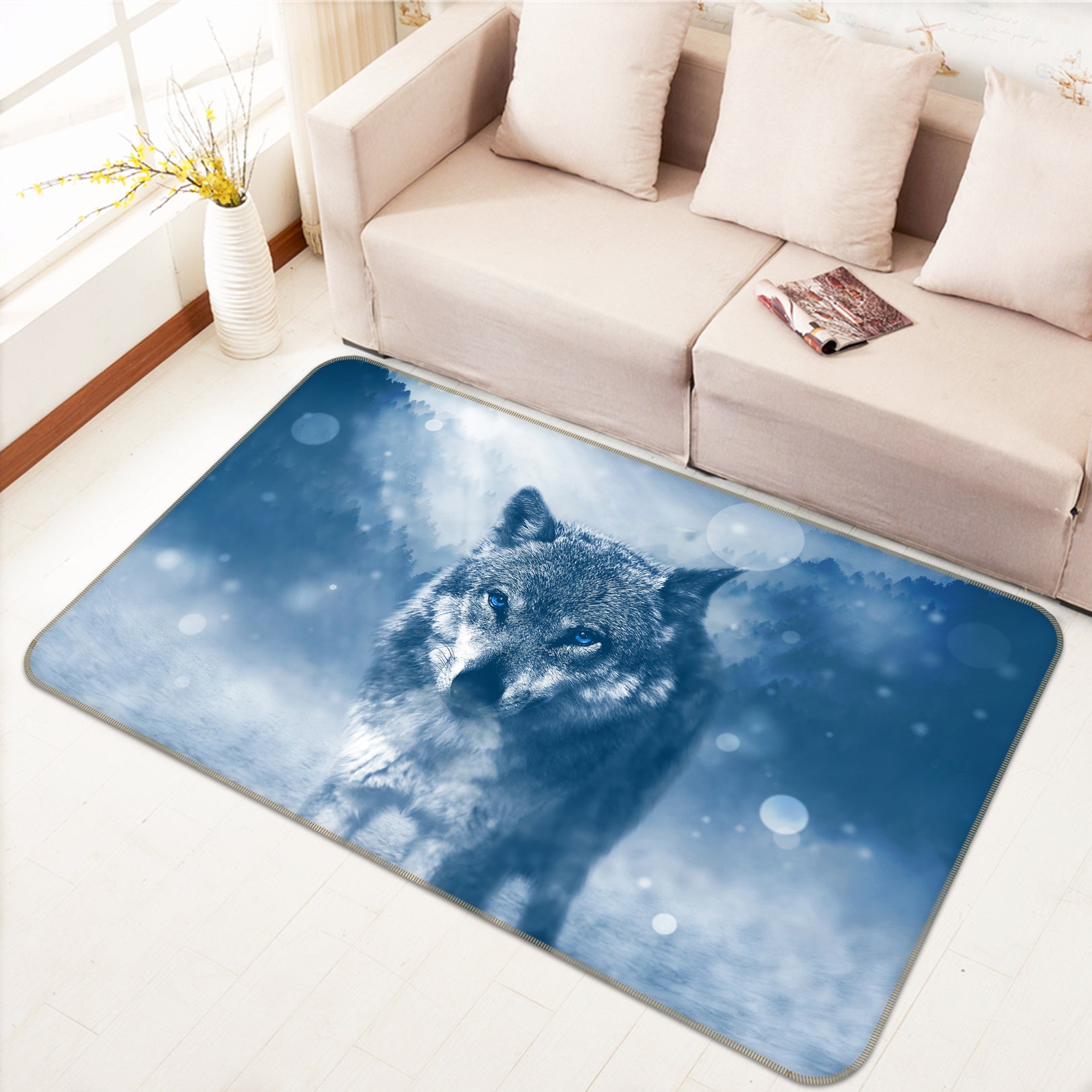 3D Snow Wolf 82168 Animal Non Slip Rug Mat