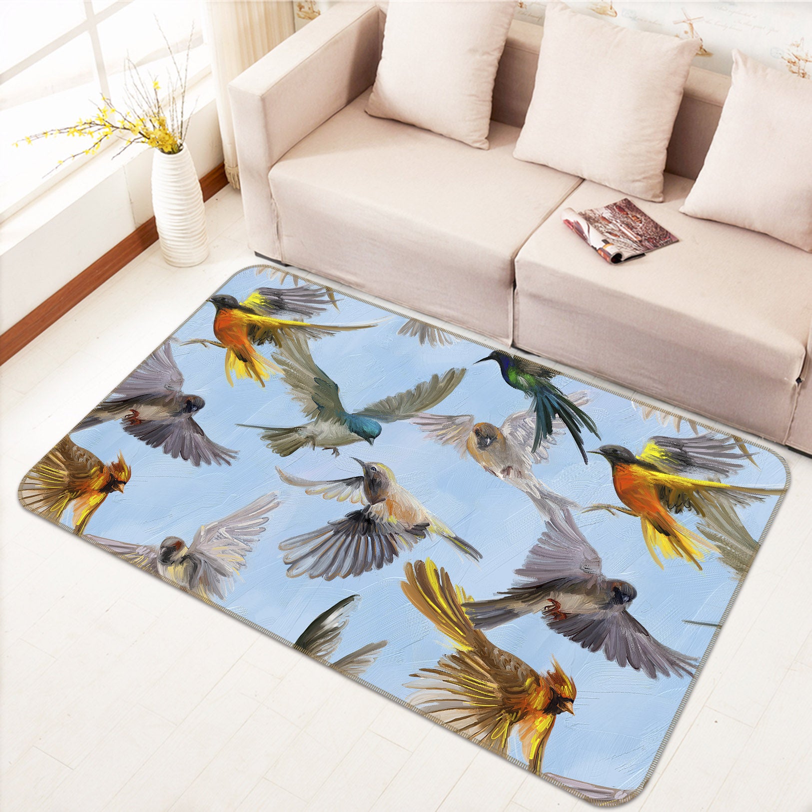 3D Flock Birds 69028 Animal Non Slip Rug Mat