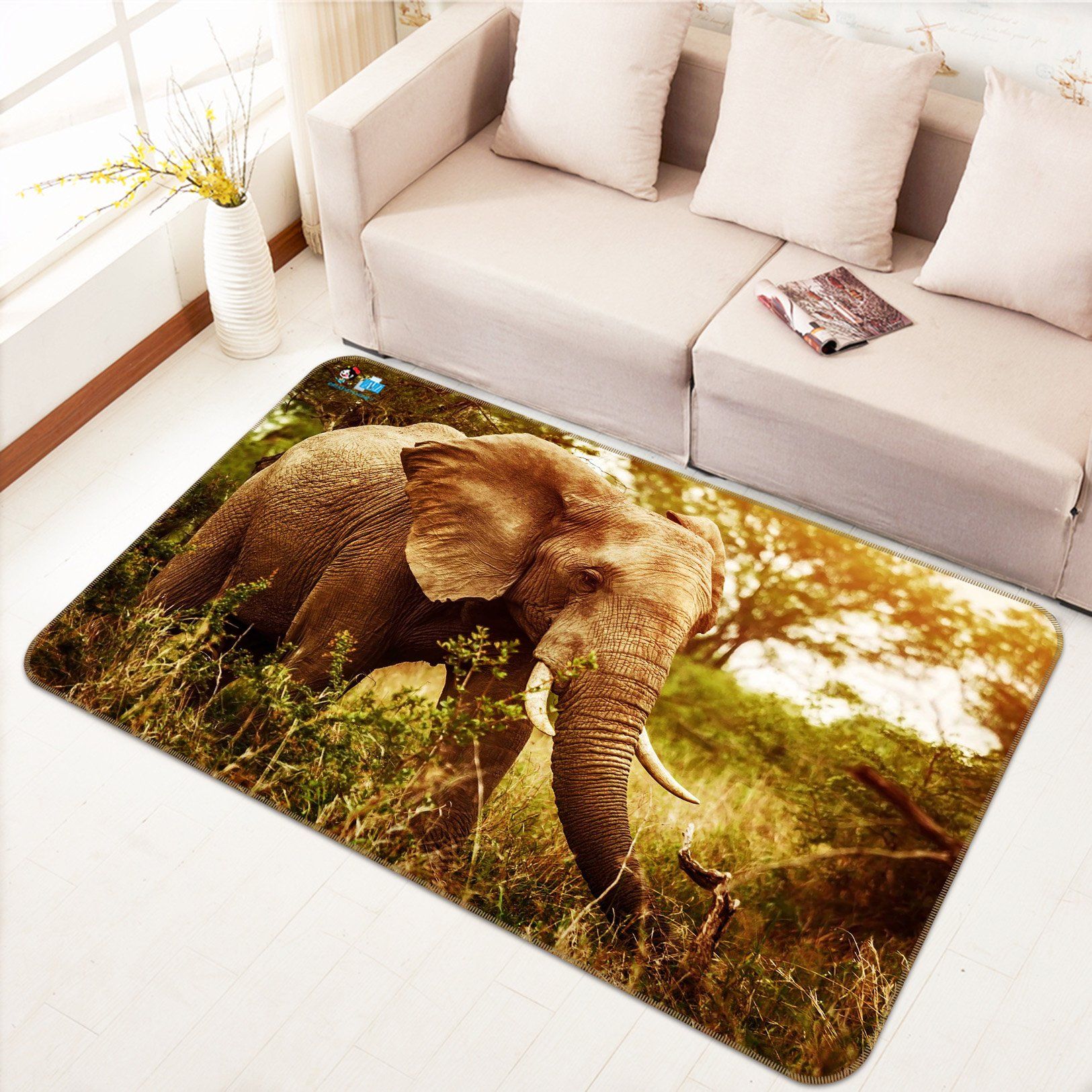 3D Elephant Grass 546 Non Slip Rug Mat Mat AJ Creativity Home 