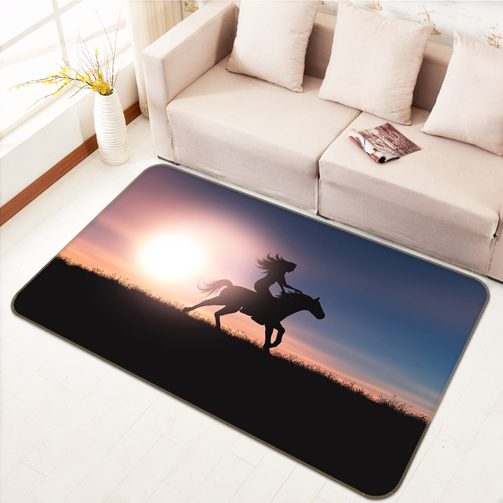 3D Horse Riding 82065 Animal Non Slip Rug Mat