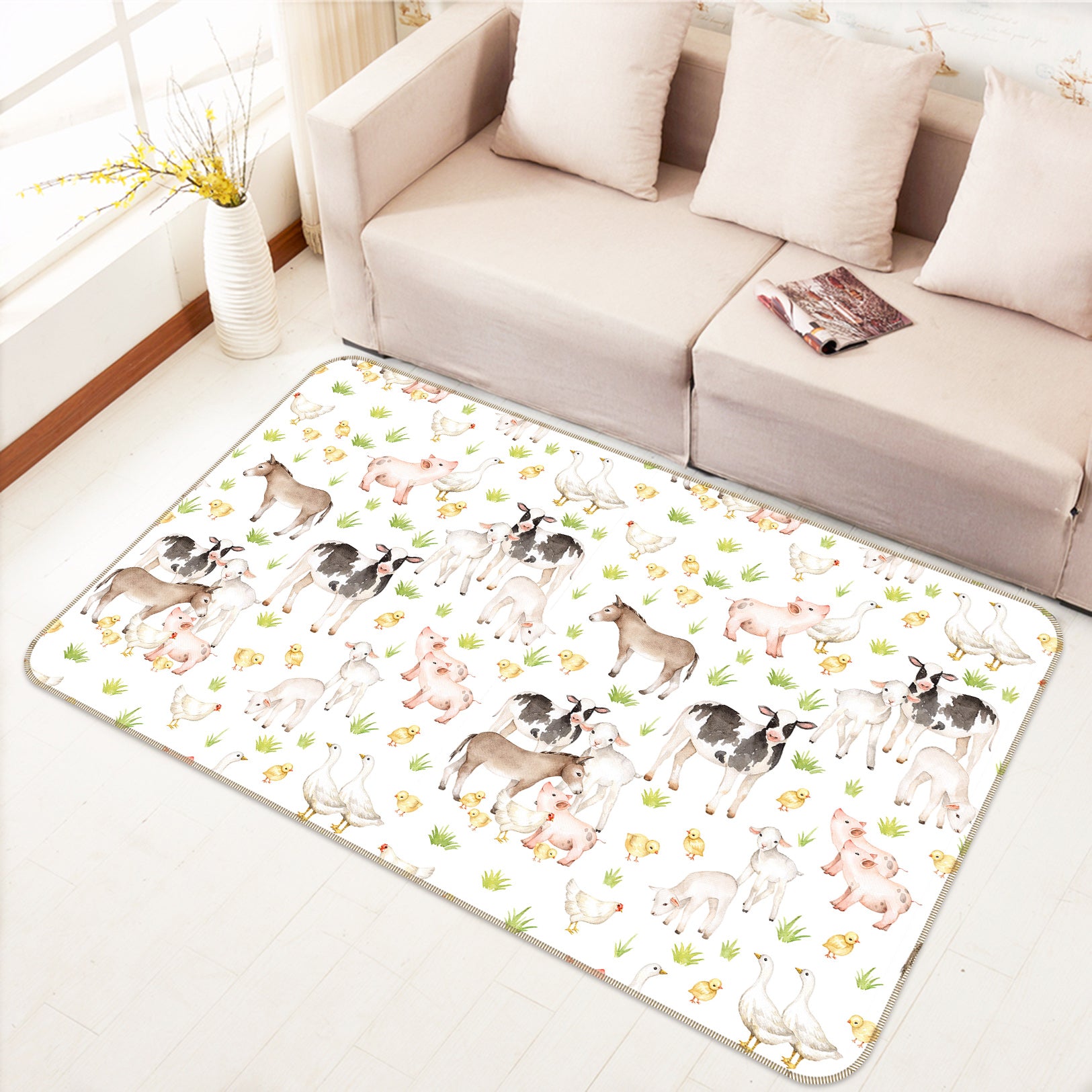 3D Sheep Pig Chicken 034 Uta Naumann Rug Non Slip Rug Mat