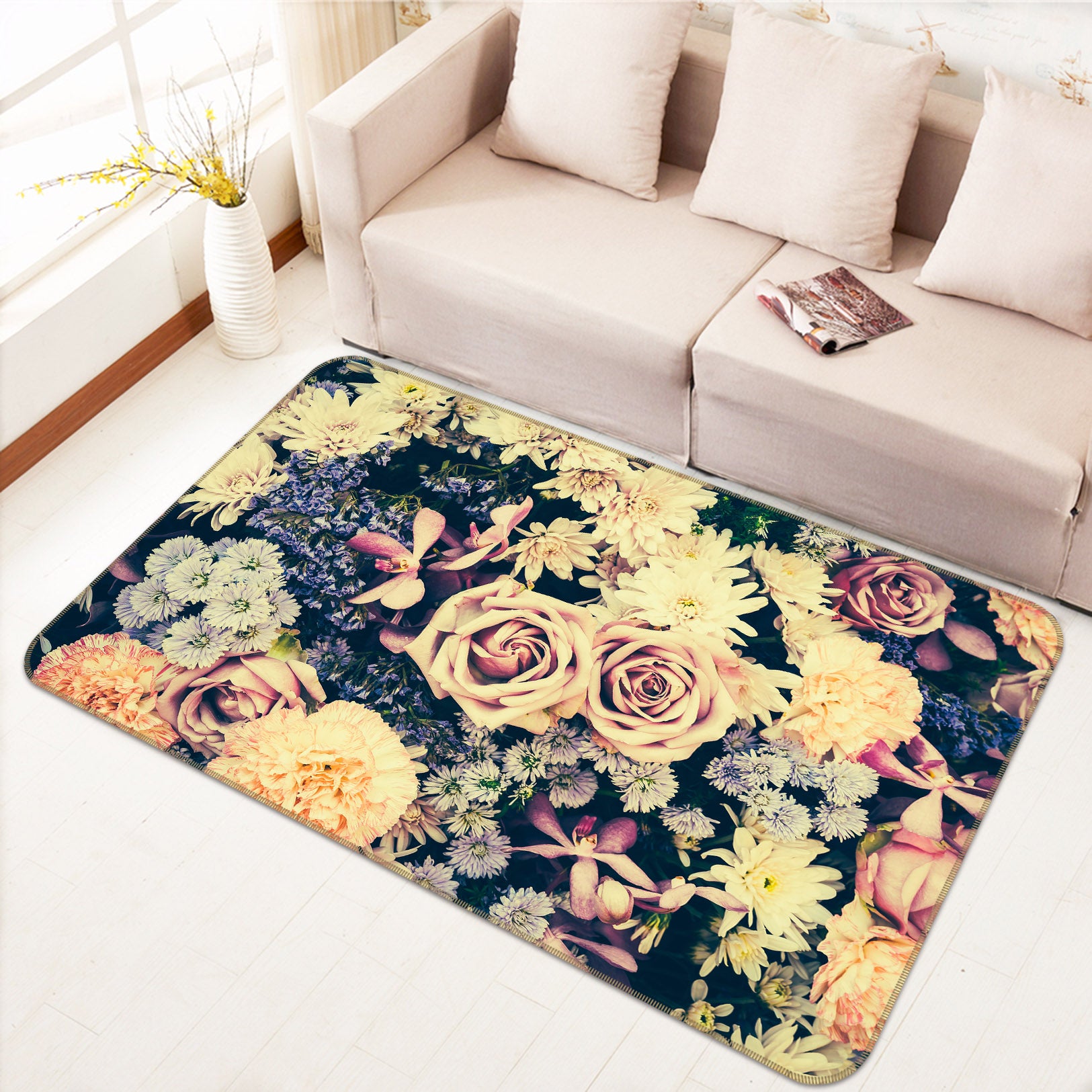 3D Flowers 25214 Non Slip Rug Mat