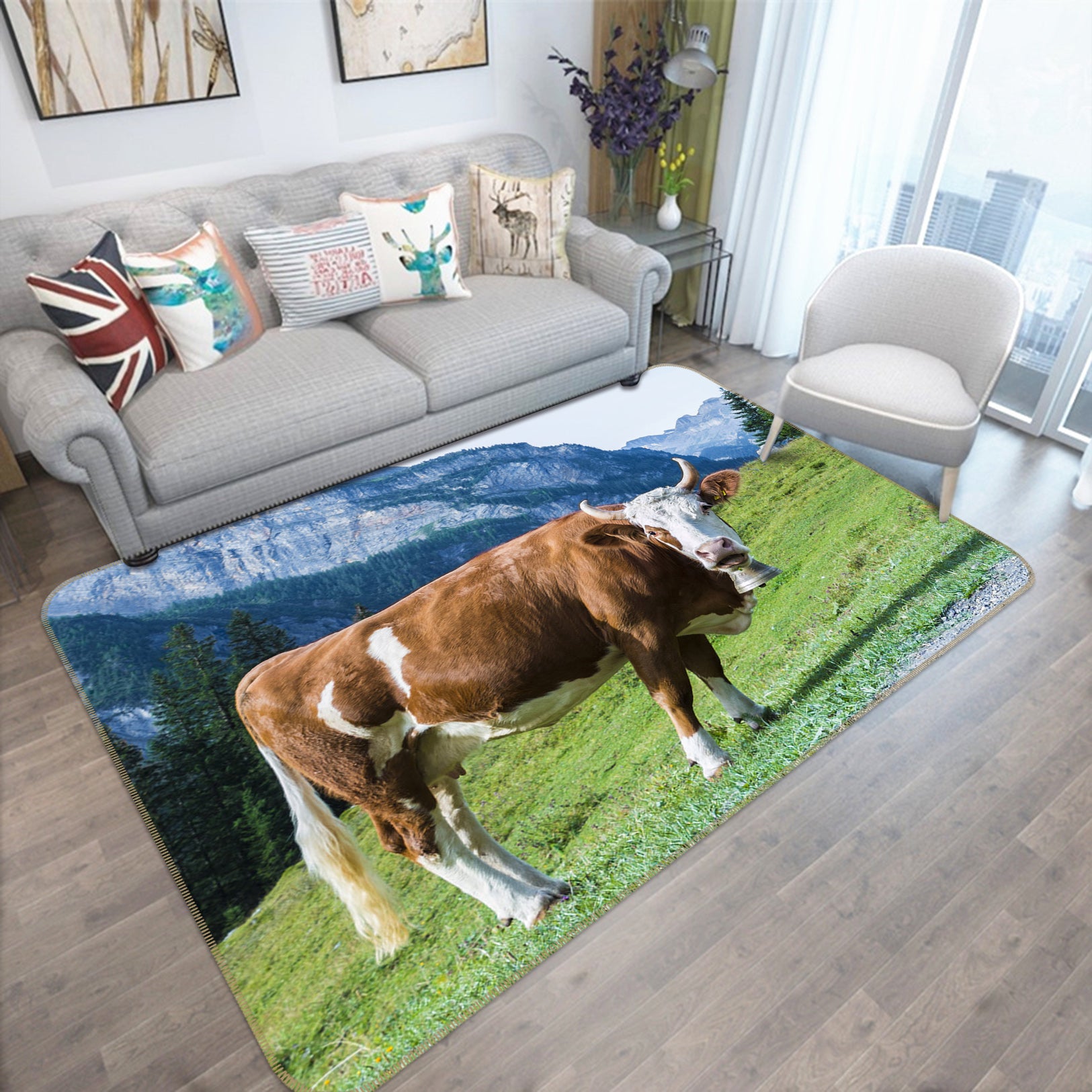 3D Cattle Grass 82086 Animal Non Slip Rug Mat