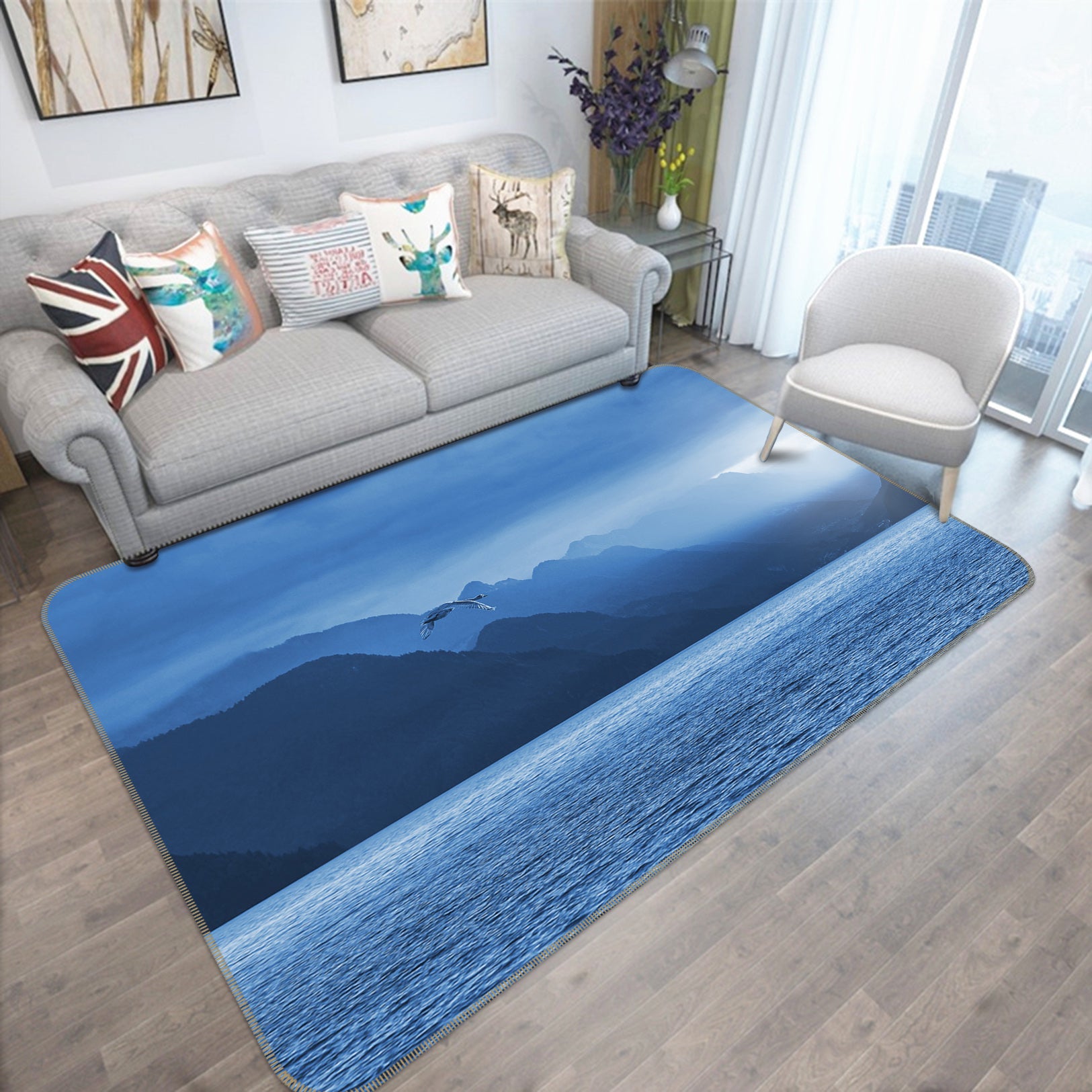 3D Mountains Lake 82126 Animal Non Slip Rug Mat