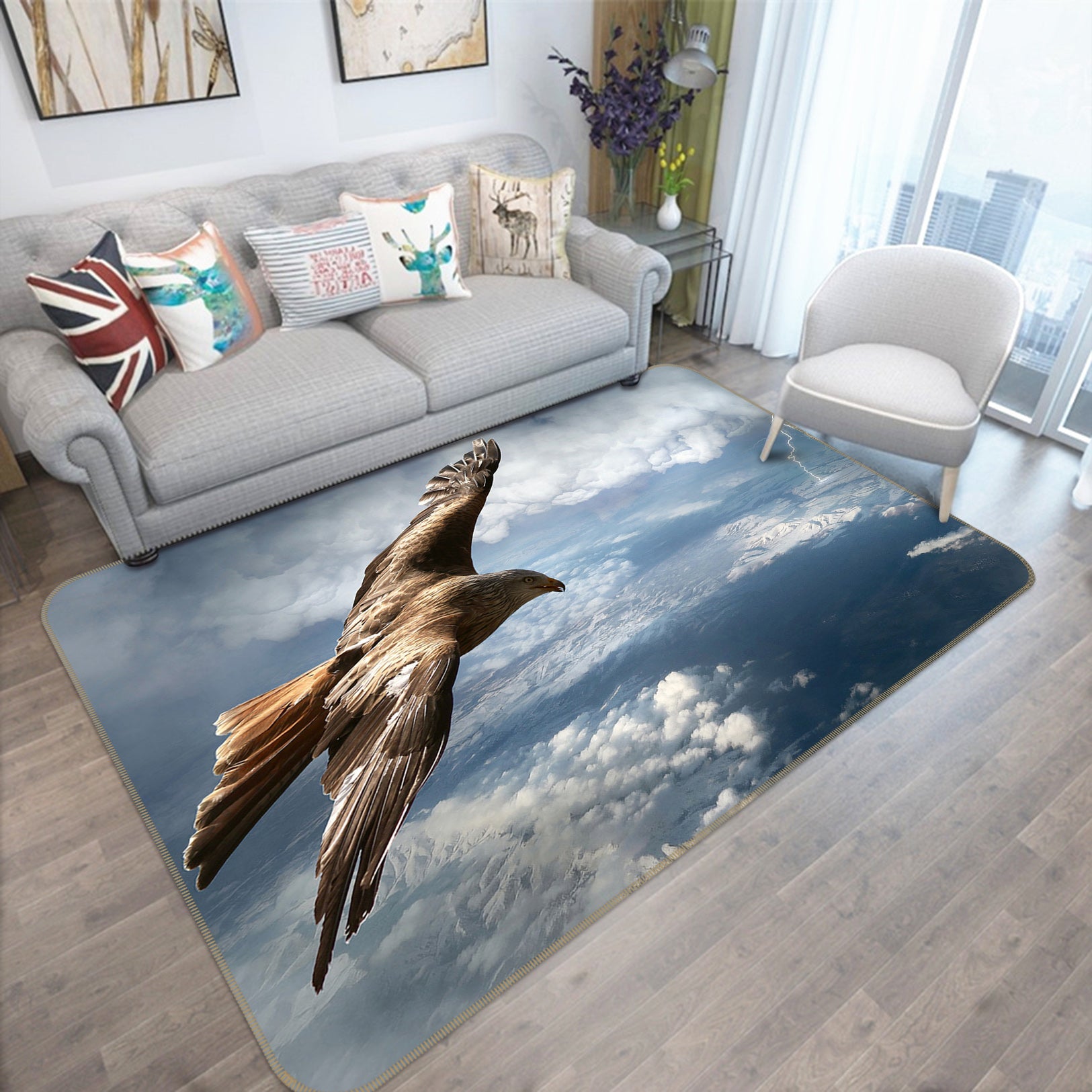 3D Sky Flying Eagle 82071 Animal Non Slip Rug Mat