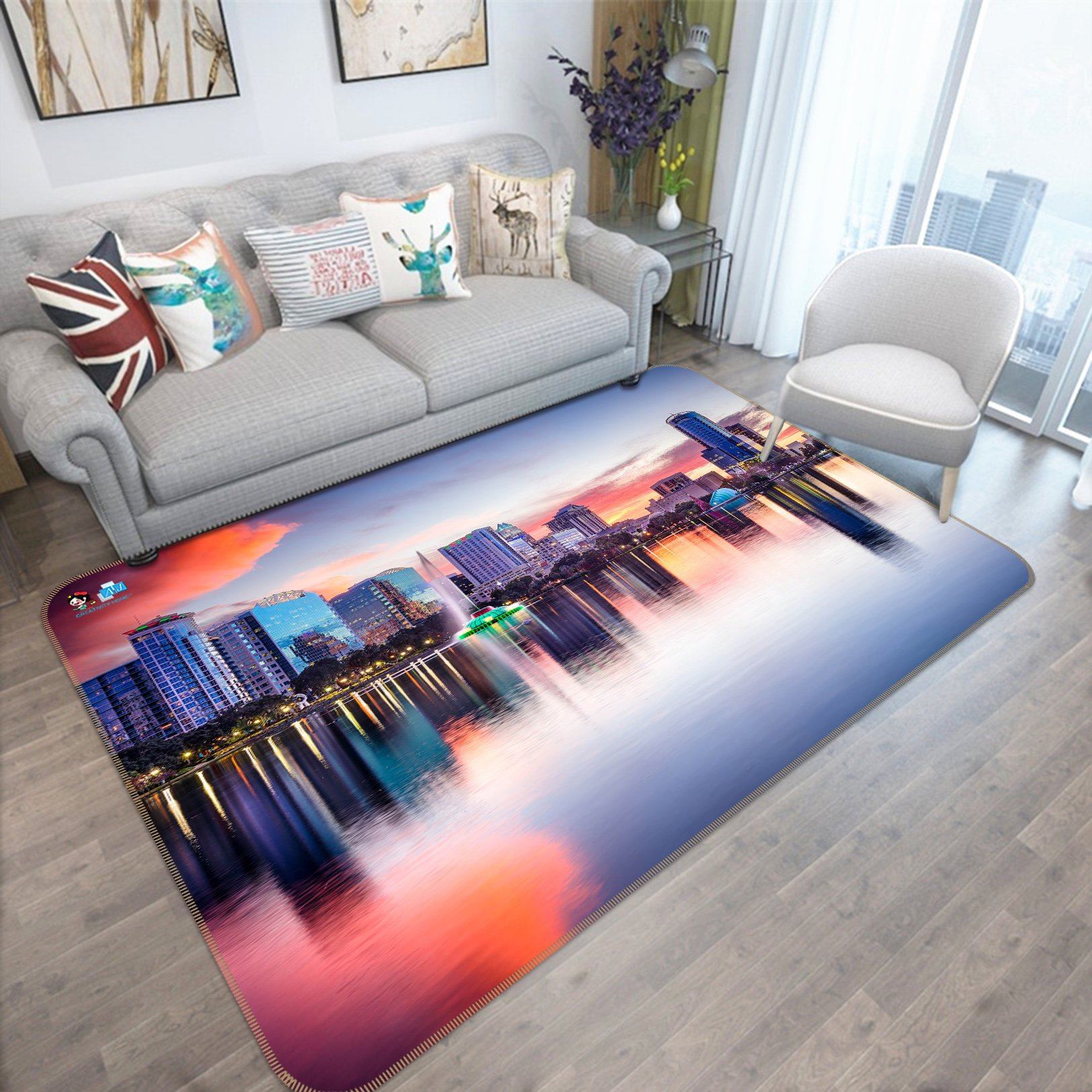 3D City Reflection 449 Non Slip Rug Mat Mat AJ Creativity Home 