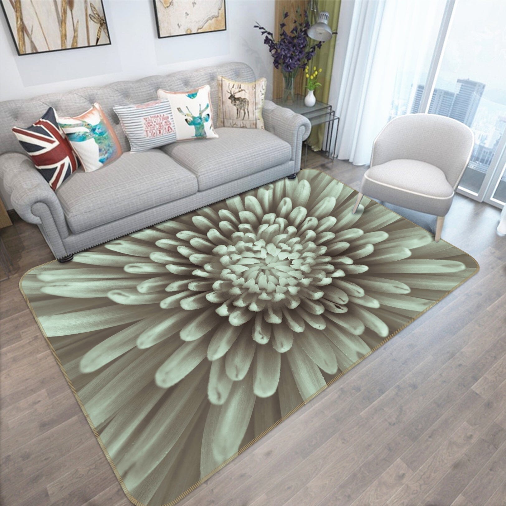 3D White Daisy 1001 Assaf Frank Rug Non Slip Rug Mat Mat AJ Creativity Home 