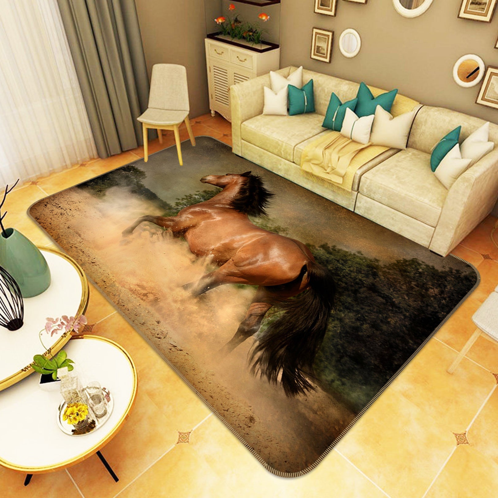 3D Run Horse 82134 Animal Non Slip Rug Mat