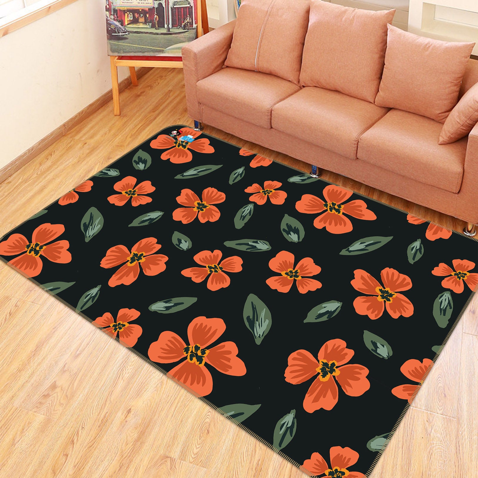 3D Red Flower Pattern 10787 Kashmira Jayaprakash Rug Non Slip Rug Mat