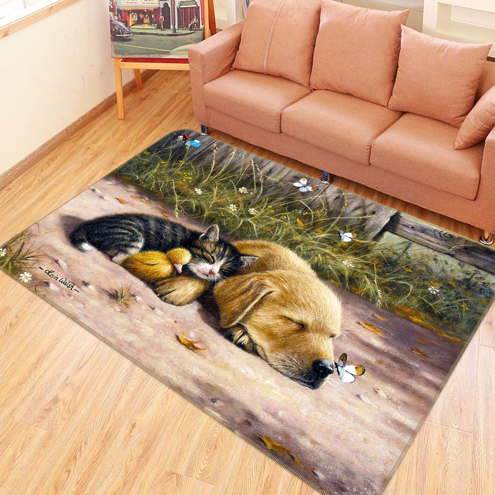 3D Animal Friend 002 Kevin Walsh Rug Non Slip Rug Mat